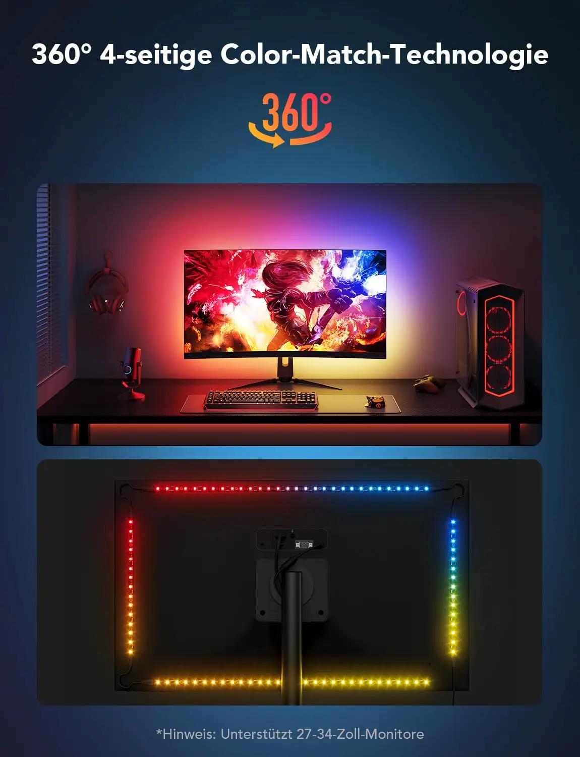 Govee RGBIC LED taustavalgustus 27–34″ ekraanidele — mänguruumi – kasutusnäide