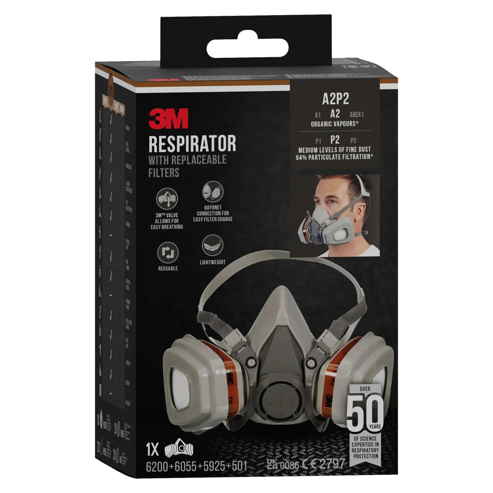 3M vastupidav kummist poolmask värvitöödeks — mugav kaitse – pilt 7