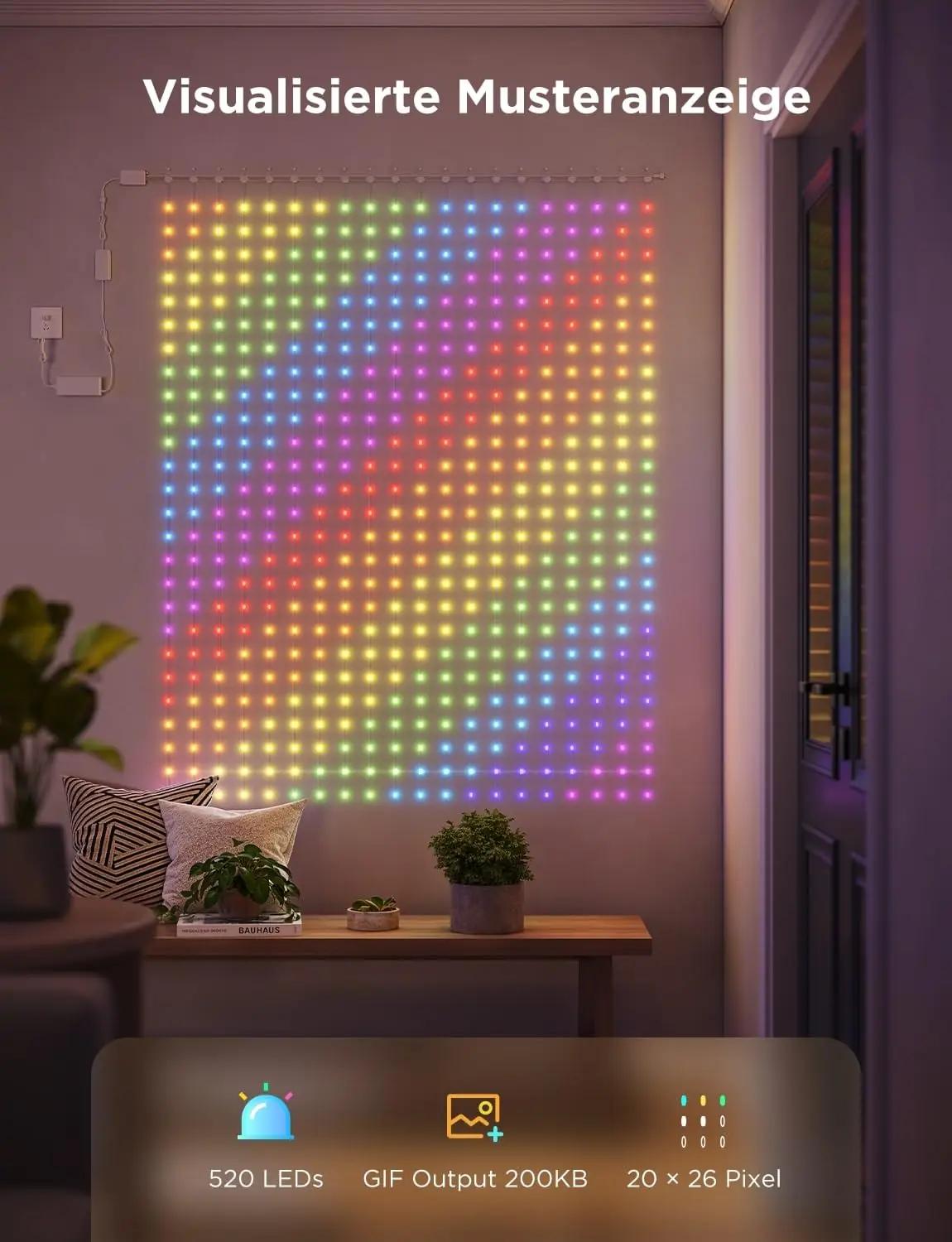 Govee LED-virtenurk 1,5×2 m — RGBIC dekoratiivvalgus kingituseks – detailne vaade