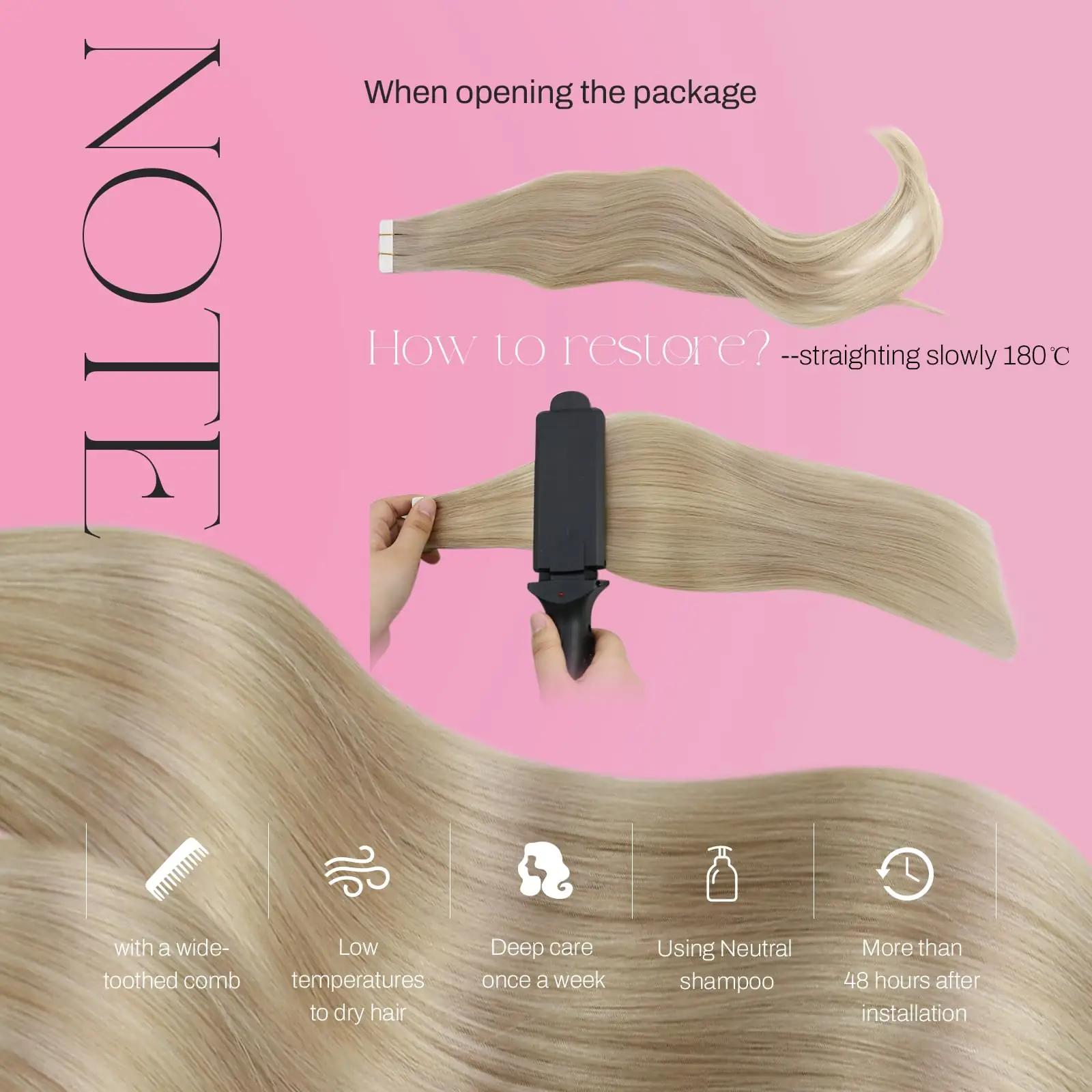 Moresoo naturaalne blond pikk tape-pistik 55 cm – tihe ja pehme – lisavaade