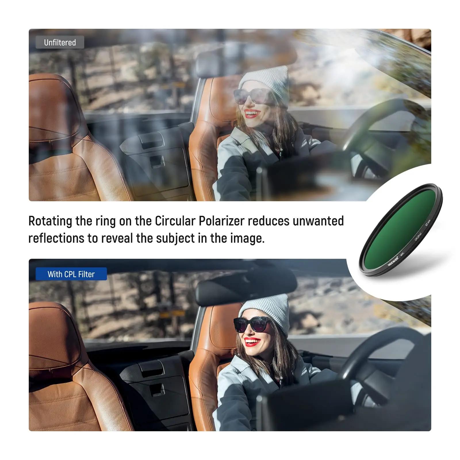 NEEWER 67mm polarisatsioonifilter — teravam kontrast ja – pilt 7