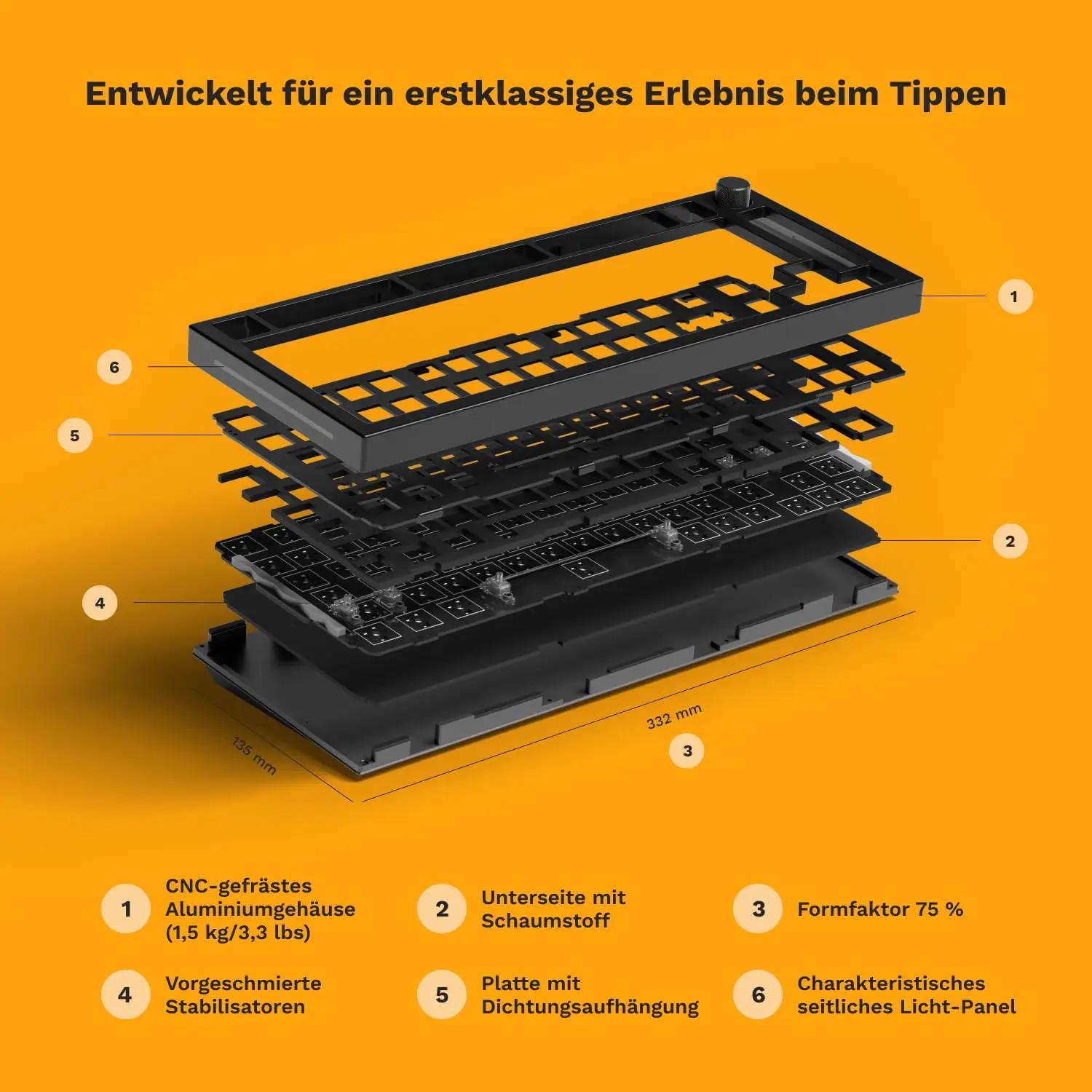 Glorious alumiiniumist 75% barebones klaviatuur mängimiseks ja – pilt 6