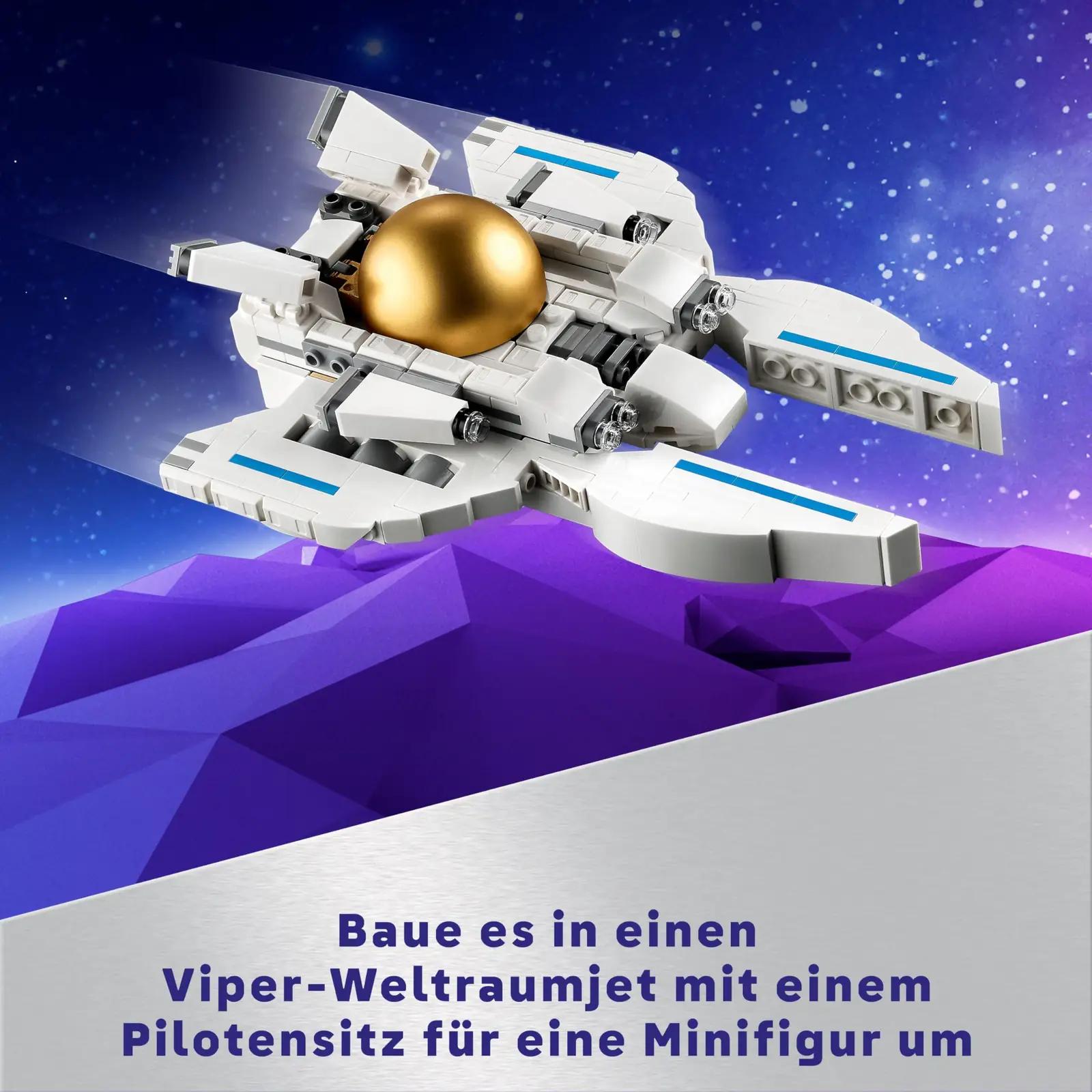 LEGO loovkomplekt 3in1 astronaut ja kosmosekoer – kasutusnäide