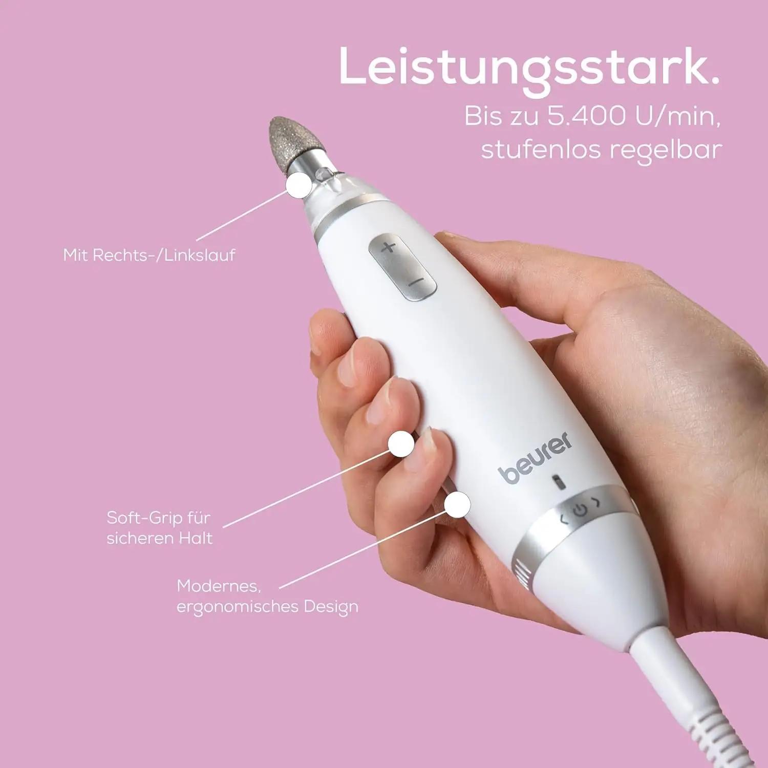 Beurer maniküüri‑pediküüri komplekt – täpne elektriline hooldus – detailne vaade