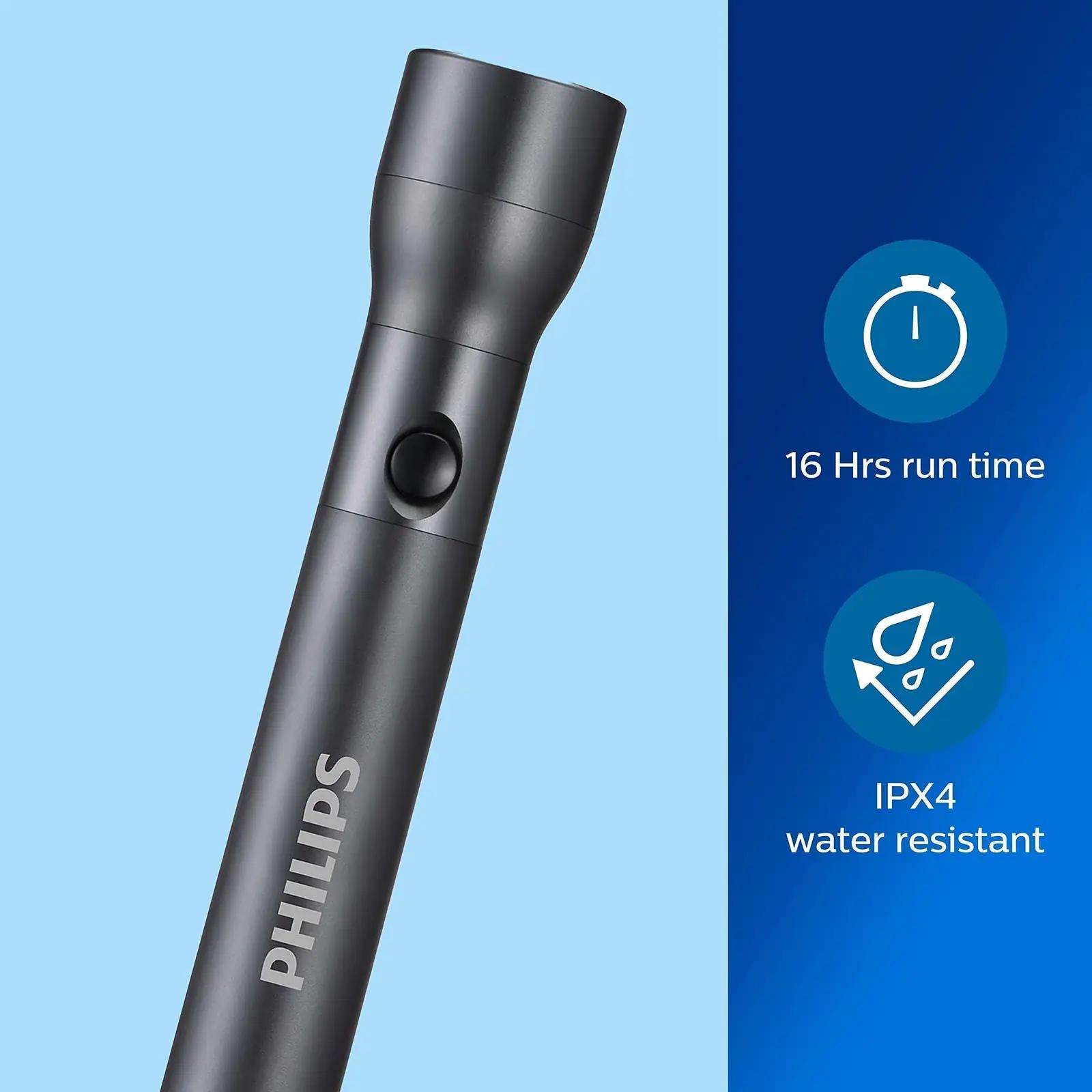 Philips vastupidav alumiiniumtaskulamp — 350 luumenit, kingiidee – pakend ja tarvikud