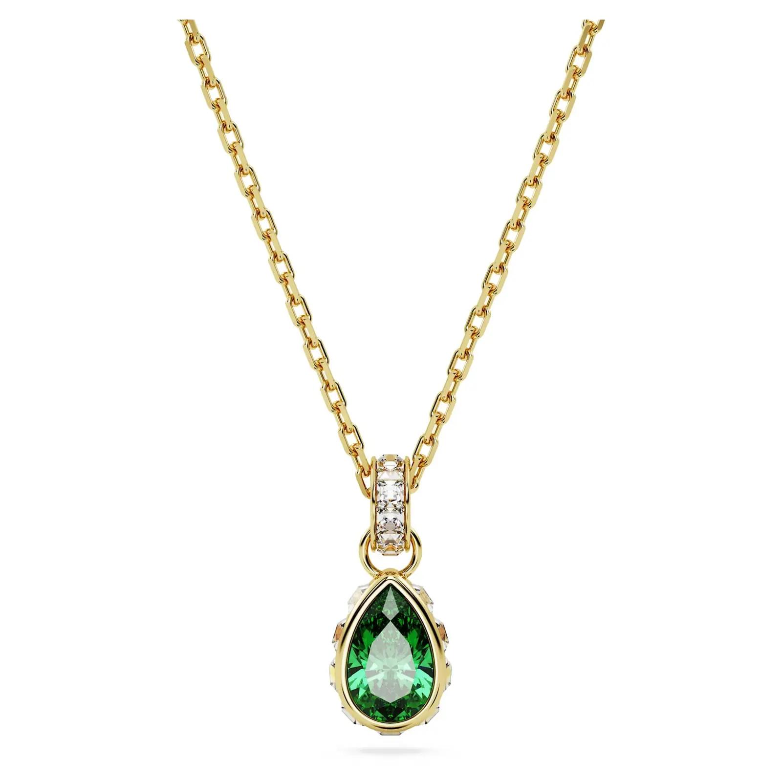 Swarovski kuldse ja rohelise ripatsiga kaelakee — elegantne