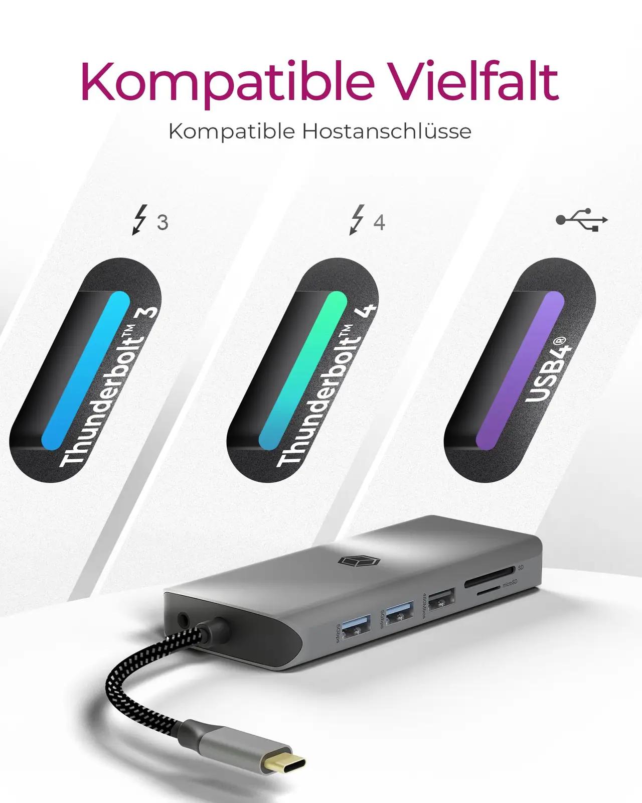 ICY BOX USB-C dokk 12-in-1 — 4K kahe monitori lahendus ja – pilt 7