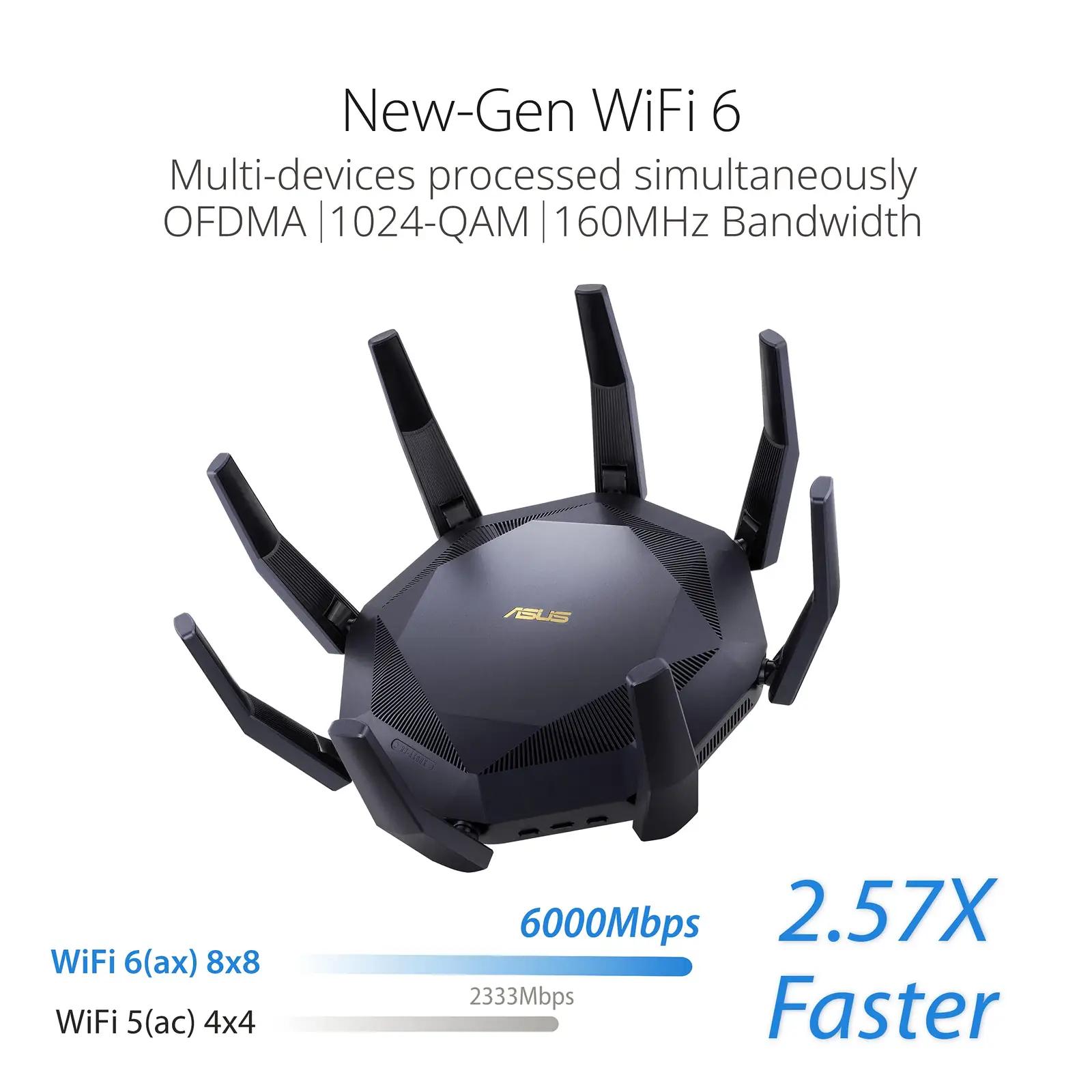 ASUS tugev alumiiniumist WiFi‑6 ruuter koduseks multimeediaks – detailne vaade
