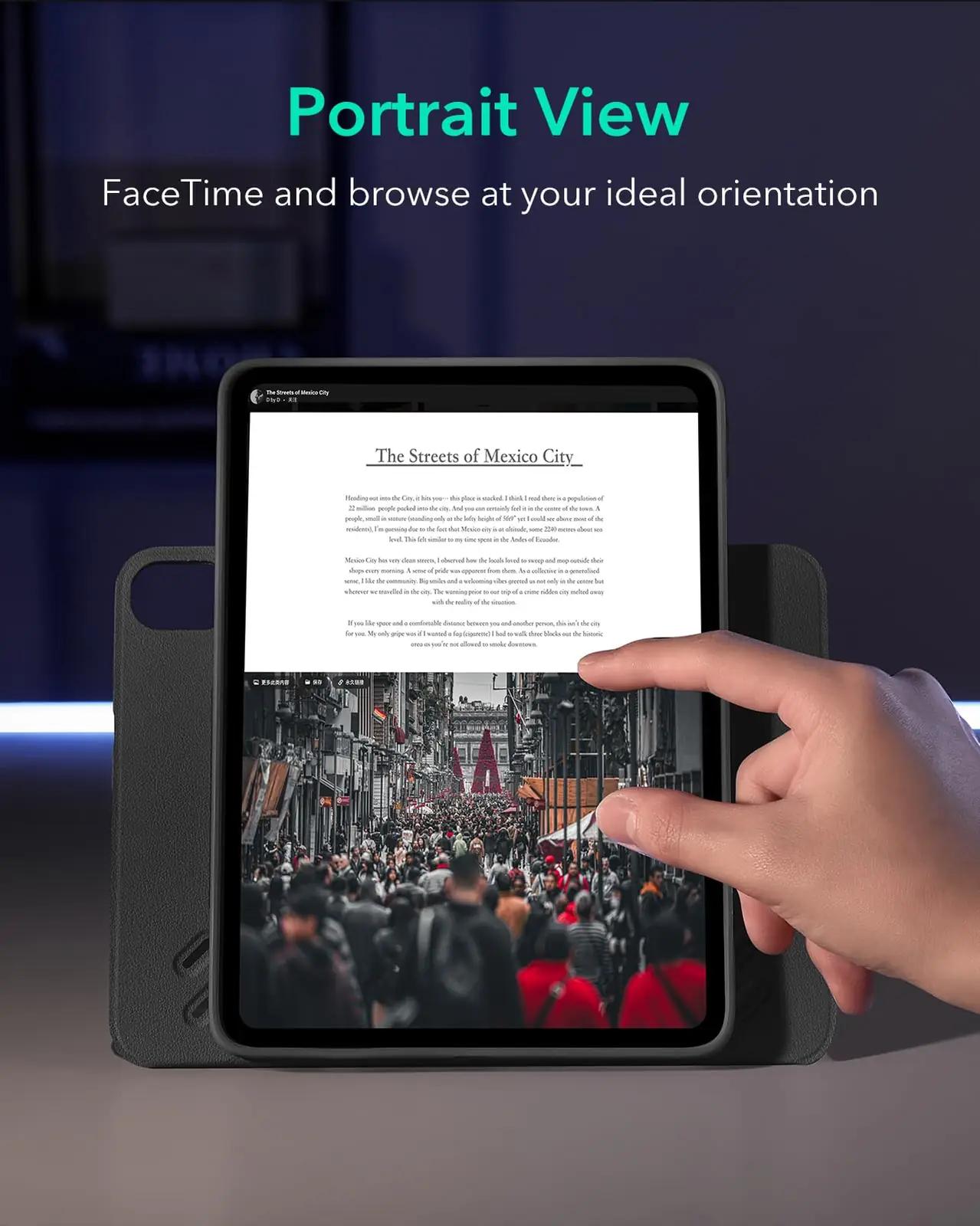 ESR kaitsekott iPad Air 11″ must — magnetkorgiga ja jalaga – pilt 6