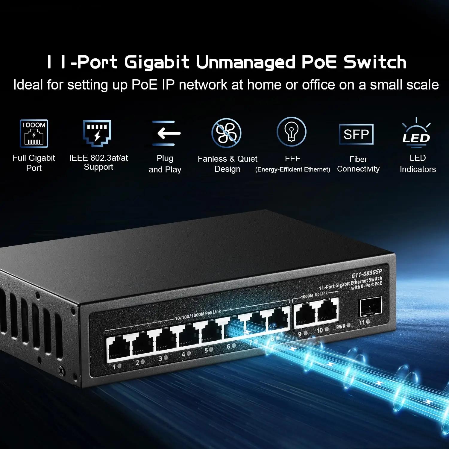 Binardat 11x1G PoE arvutid ja tarvikud – detailne lähivaade
