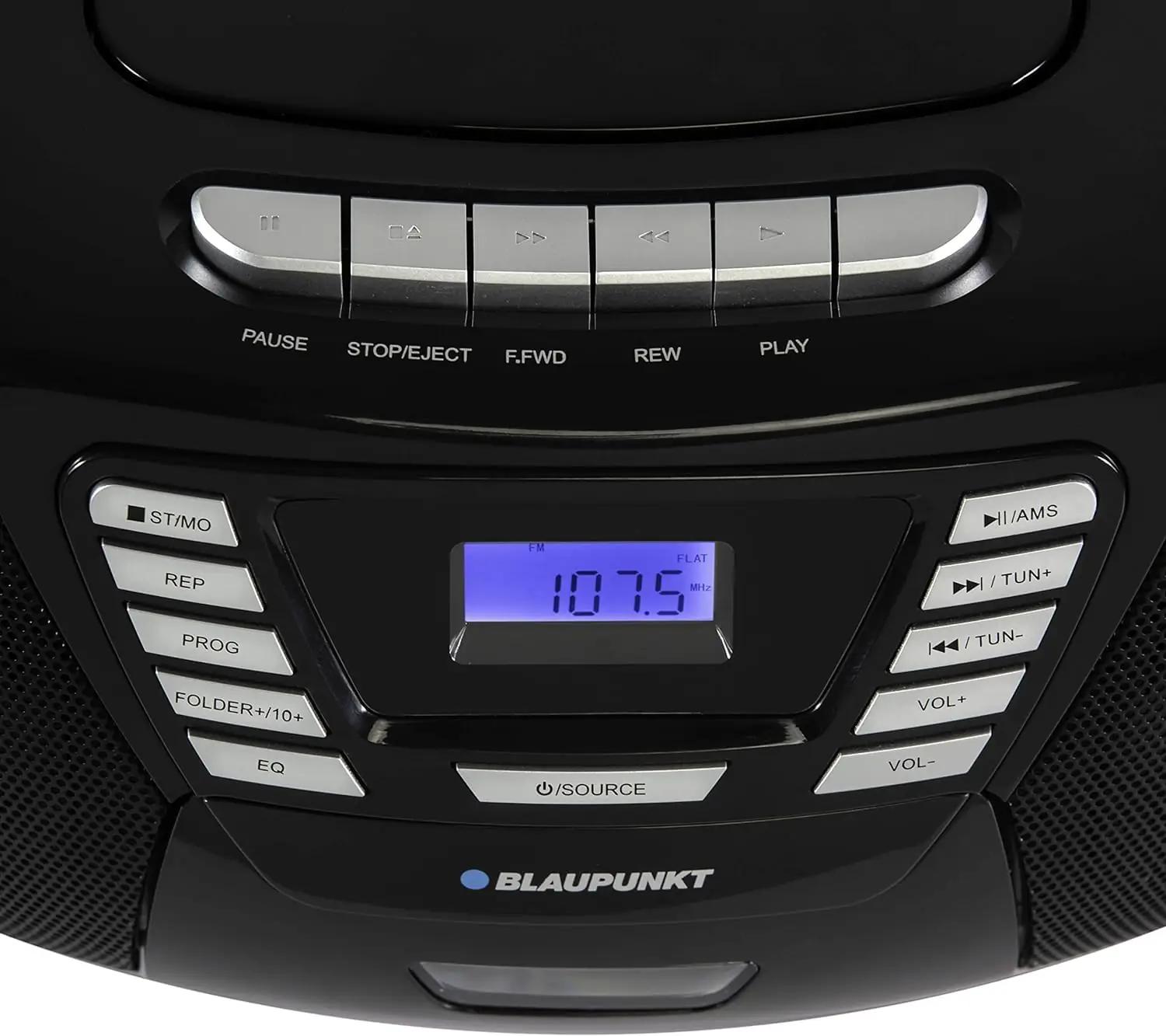 Blaupunkt elegantne kaasaskantav CD- ja kassettmängija – must – kasutusnäide