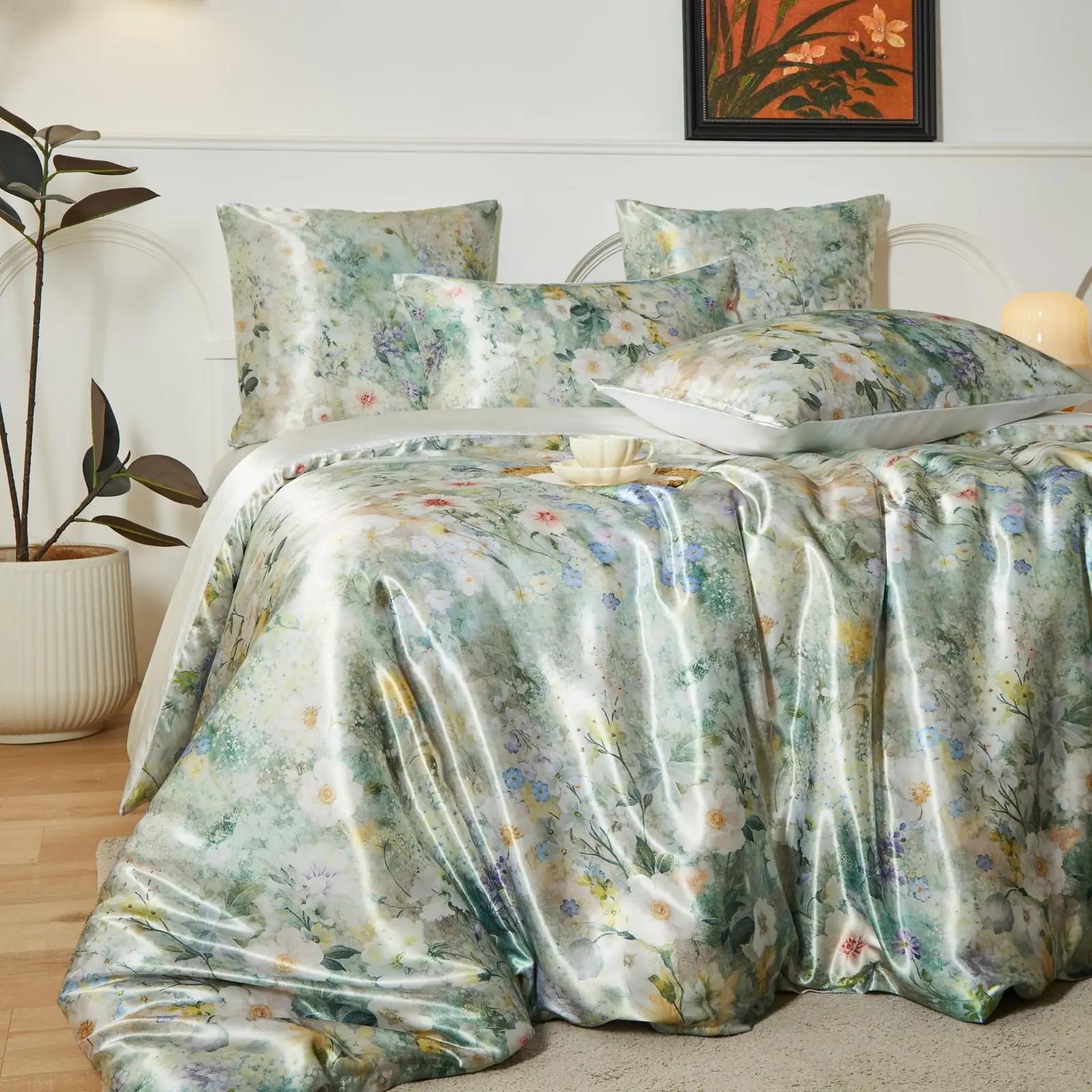 YASMENG siidine satiinvoodipesu – lillemuster, 240×260 cm – pilt 9