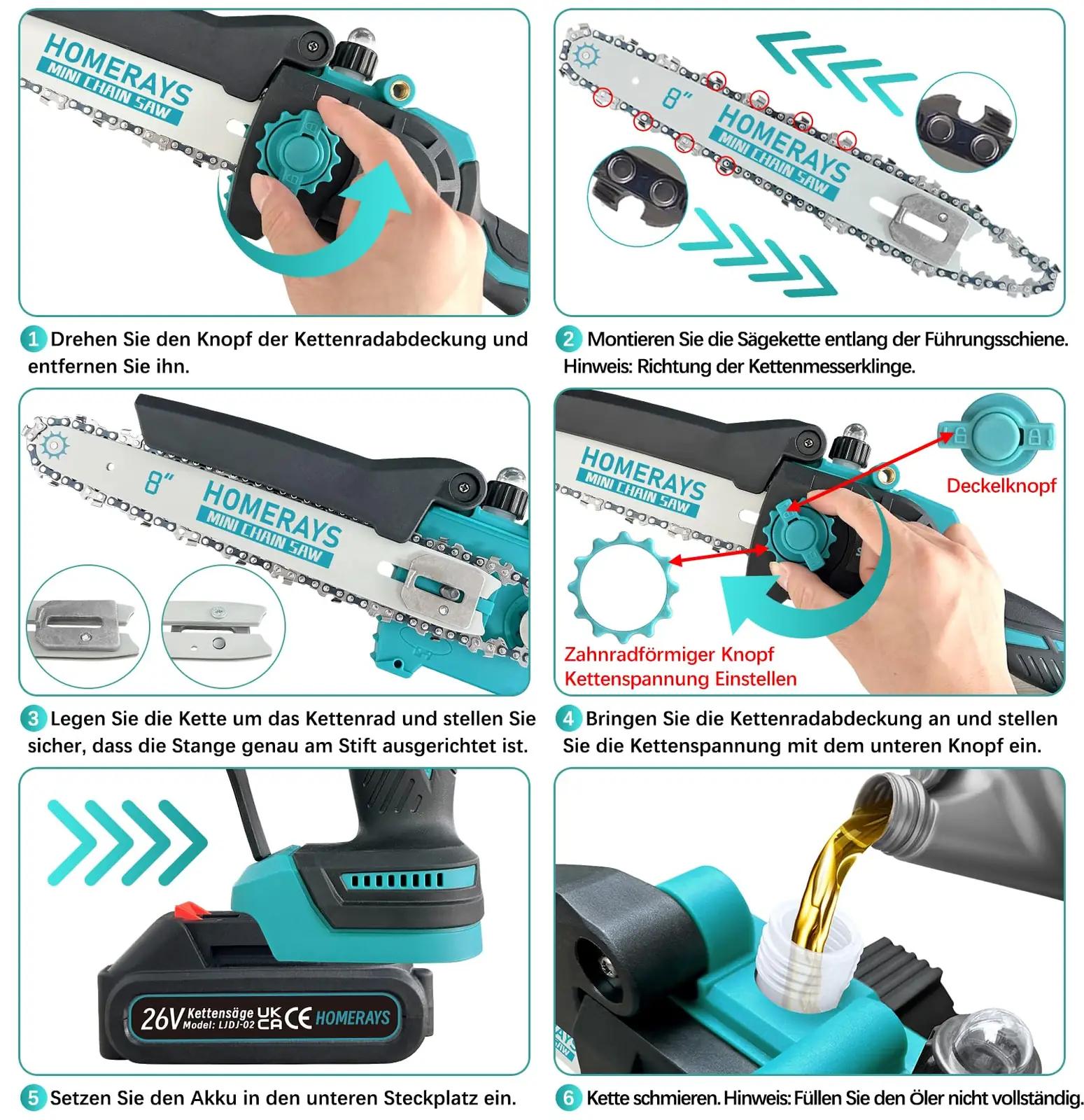 Homerays kompaktsest plastikust aiasaag – 2-in-1 aku 4000mAh – pilt 8