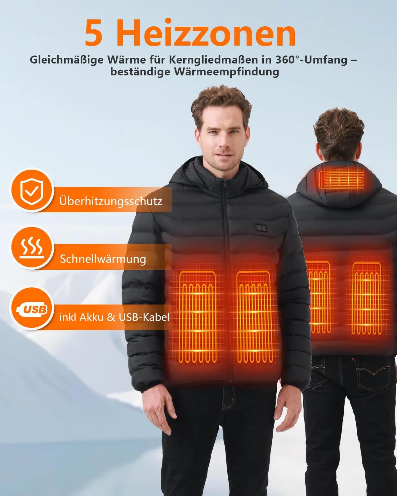 Mincoo soojendusega softshell-jope meestele – USB aku – detailne vaade