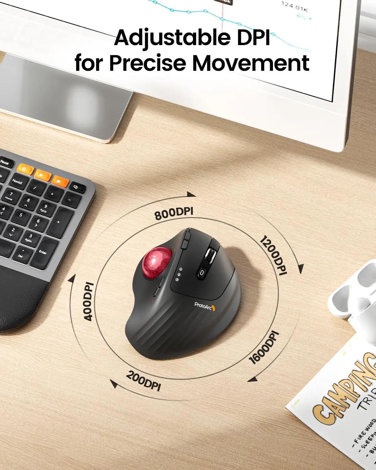 ProtoArc ergonoomiline Trackball-hiir – patareivaba kontoriks – lisavaade