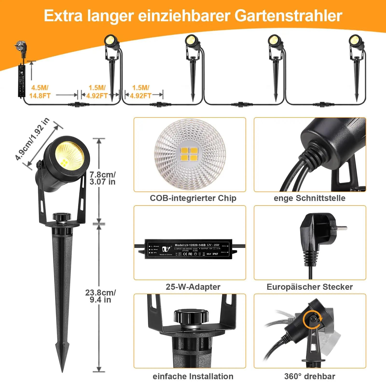 ECOWHO välikollektsioon: veekindlad LED aialambid (4 tk) – lisavaade