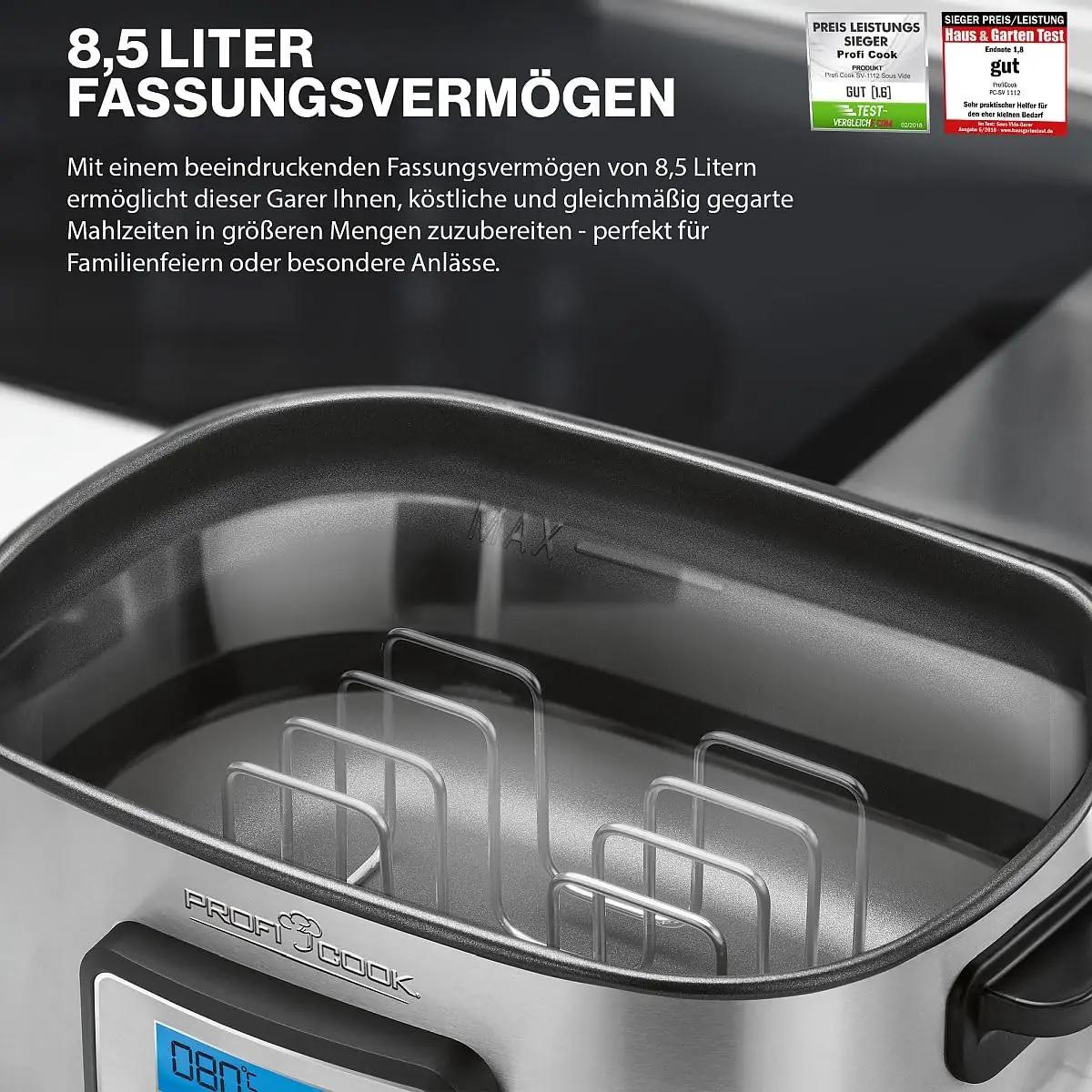 Profi Cook roostevaba sous-vide 8,5L — täpne küpsetus – lisavaade