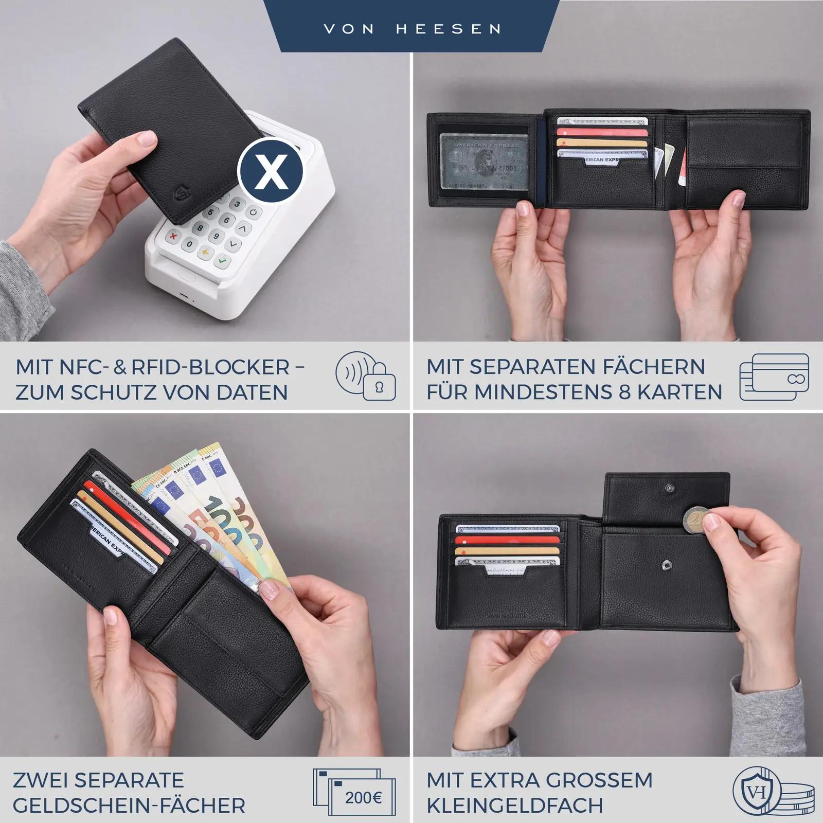 VON HEESEN VON HEESEN® Leder Geldbörse Herren mood – detailne lähivaade
