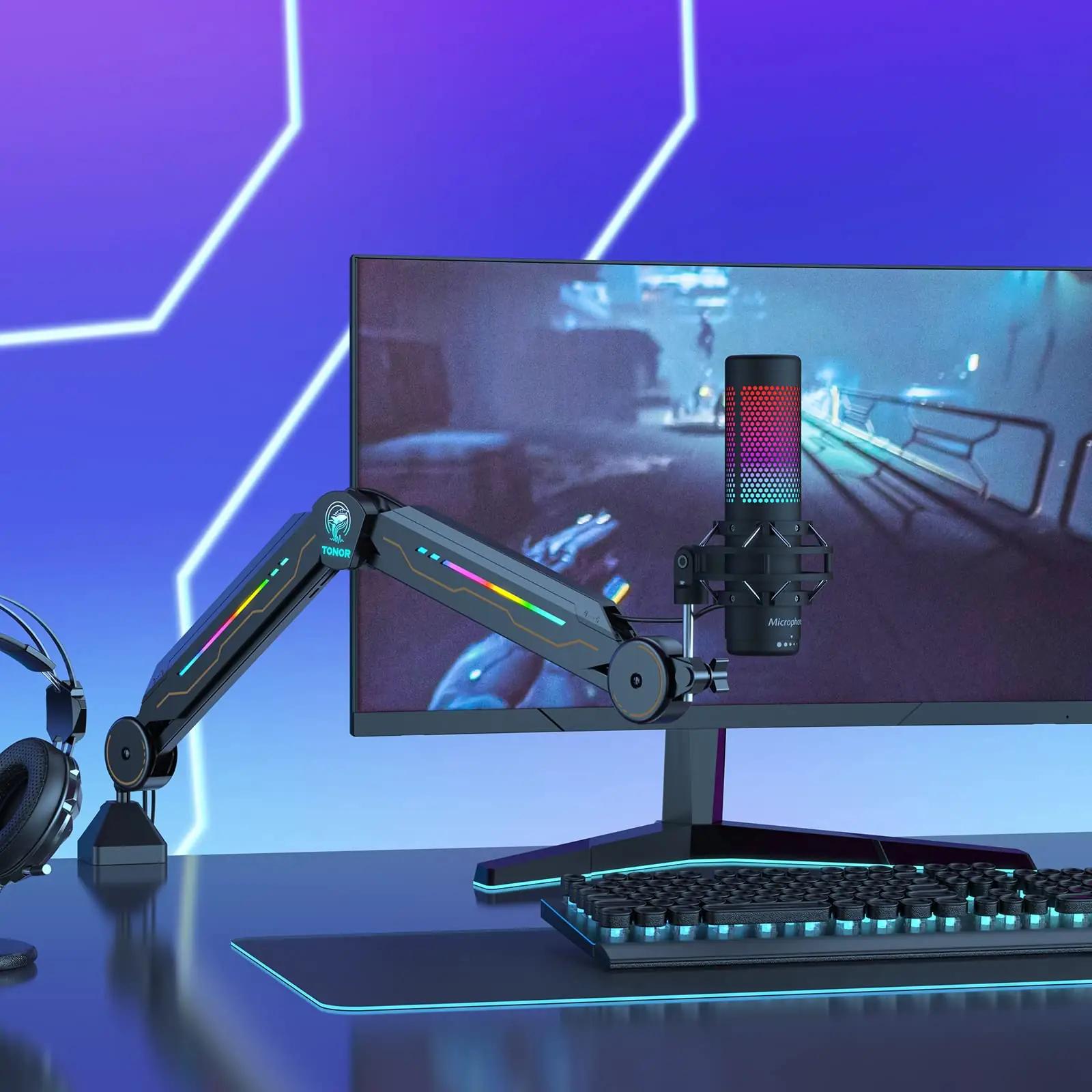 TONOR reguleeritav RGB-mikrofonivarras – tugev teras, mängijale – pilt 7