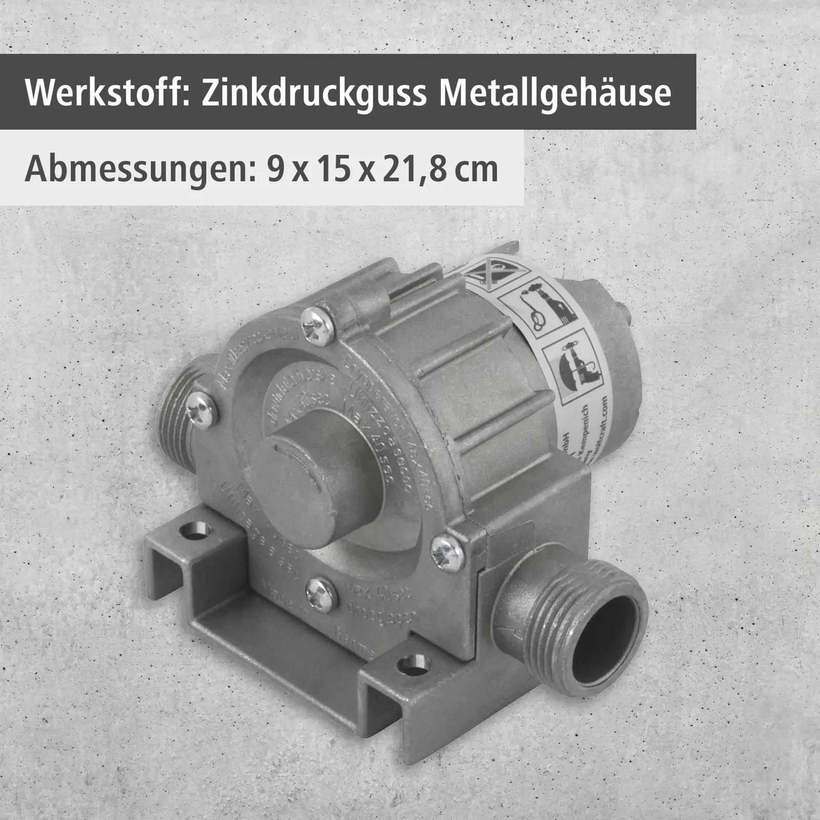 wolfcraft vastupidav metallist aiapump — iselemptyilev 3000 l/h – pakend ja tarvikud