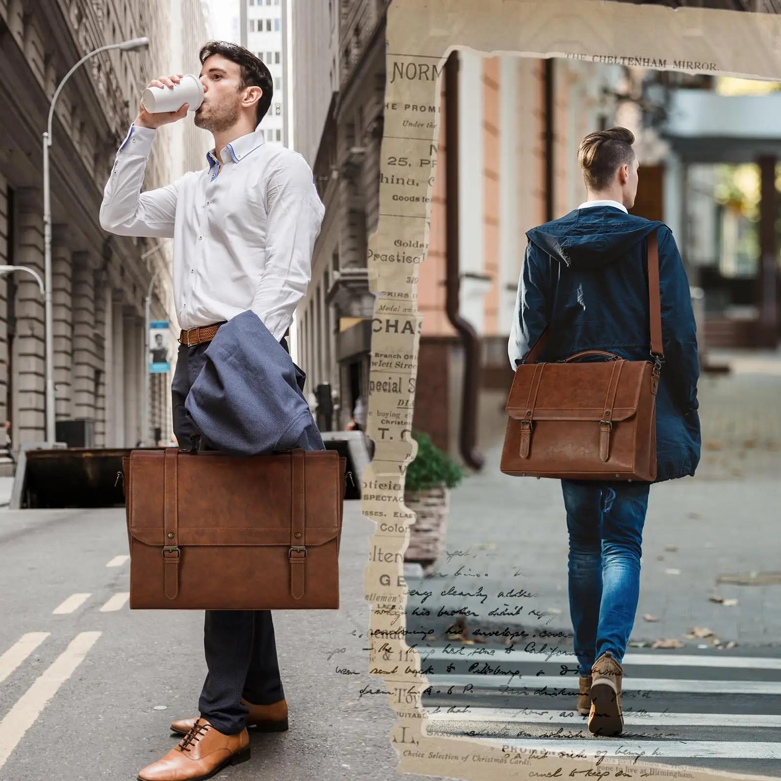 IGOLUMON vintage kunstnahast äritasku 15,6″ sülearvutile – pilt 6