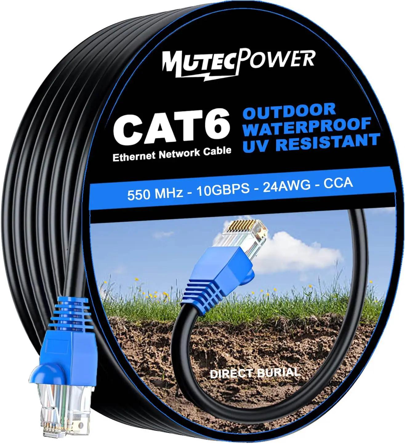 MutecPower veekindel CAT6 õuekaabel 75 m — otsemaetud
