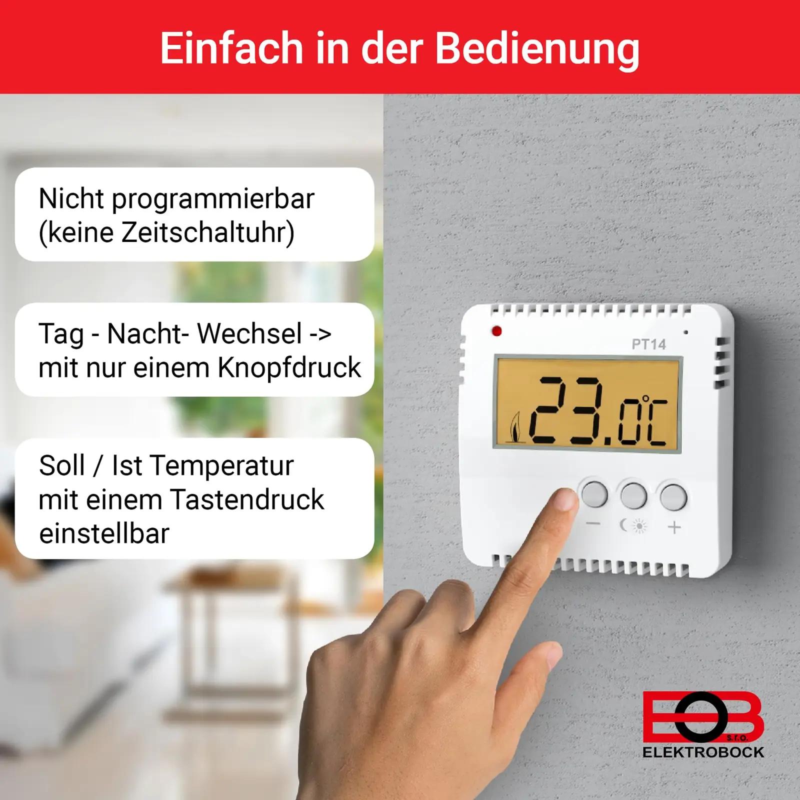 Elektrobock PT14 termostaadid ja tarvikud – detailne lähivaade