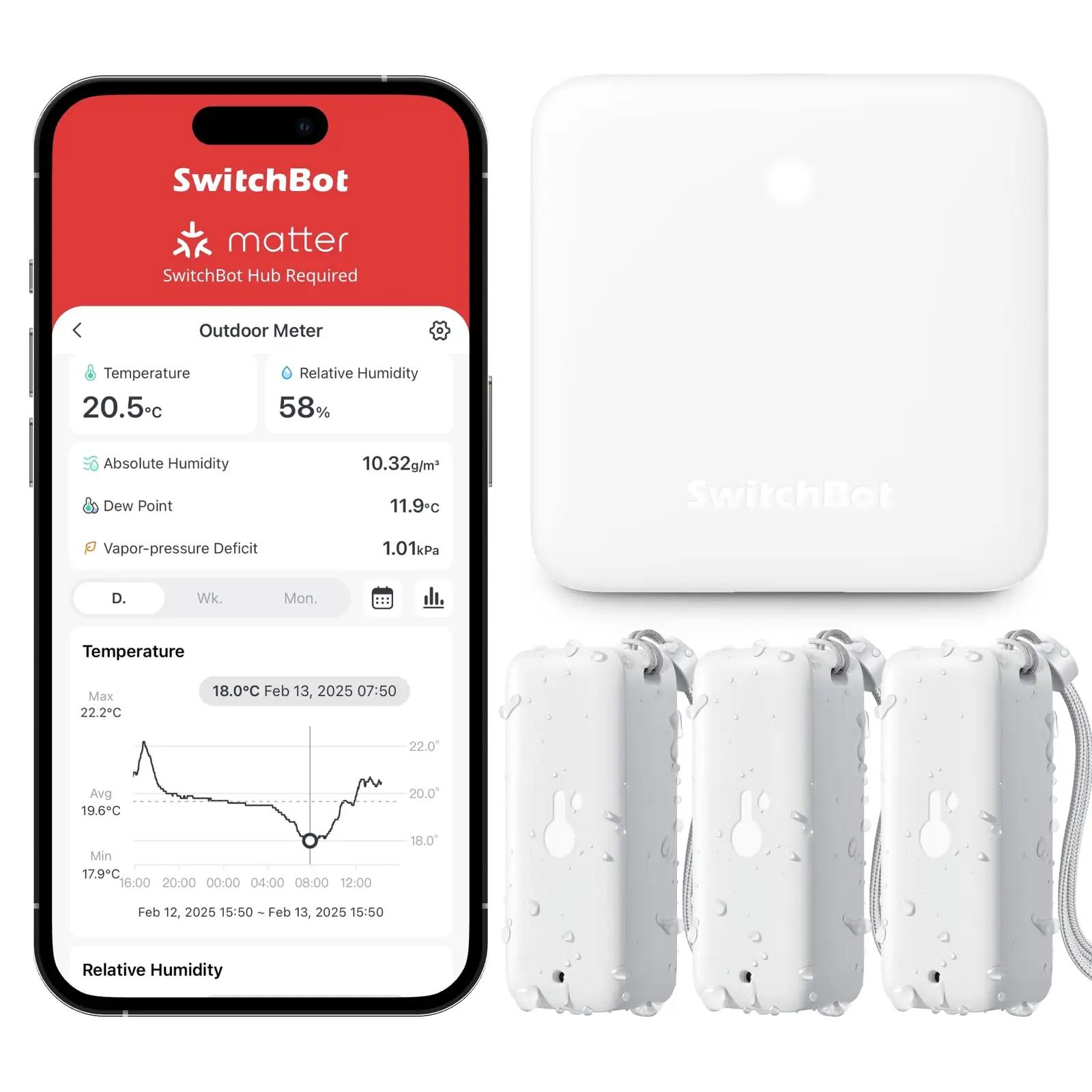 SwitchBot vastupidav niiskus- ja temperatuuriandur komplekt