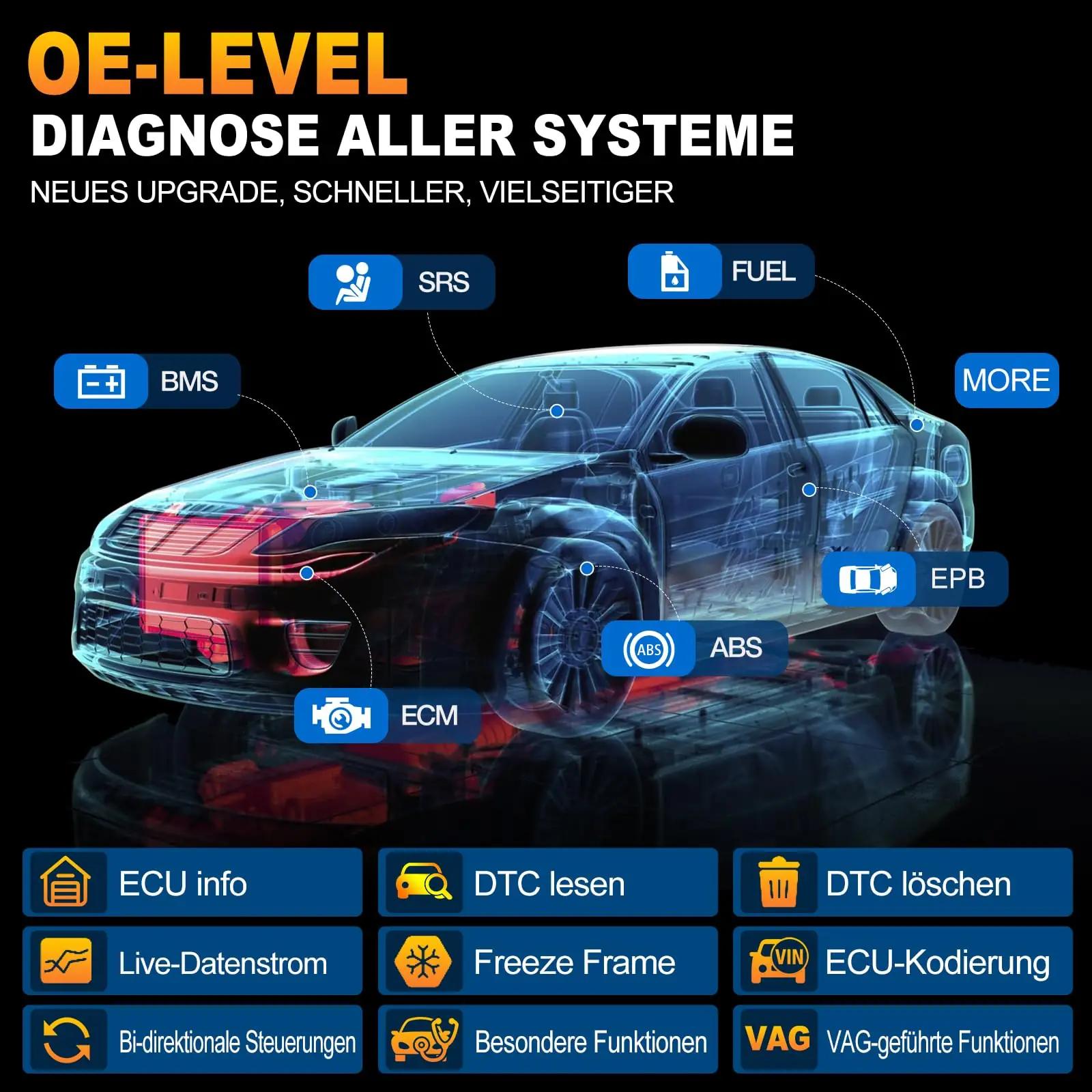 LAUNCH professionaalne X431 Pro Elite OBD2 koguauto diagnostika – detailne vaade
