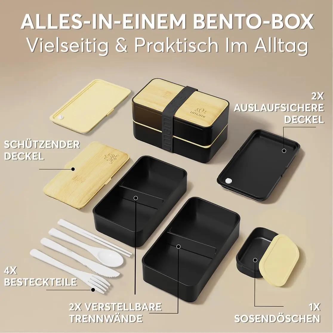 Umami stiilne murevaba Bento-söögikarp 1200 ml — lekkekindel – pakend ja tarvikud