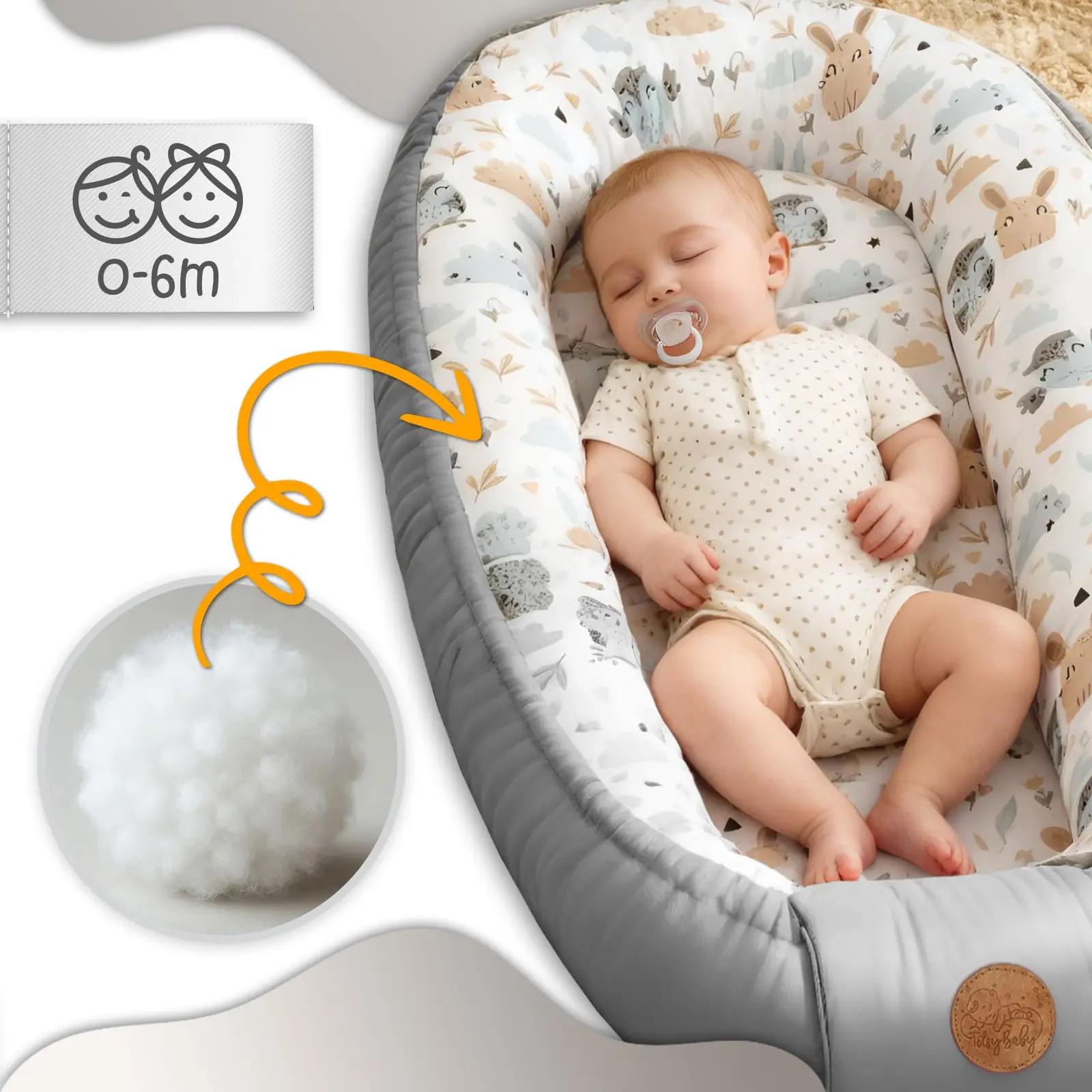 Totsy Baby pehme puuvillane babynest 90×50 cm Eulen – pakend ja tarvikud