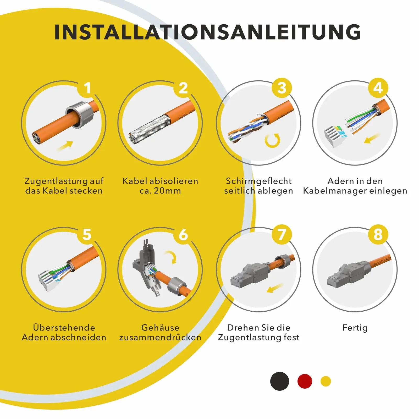 RedStar24 tugevast messingist CAT7 RJ45 pistik – kasutusnäide