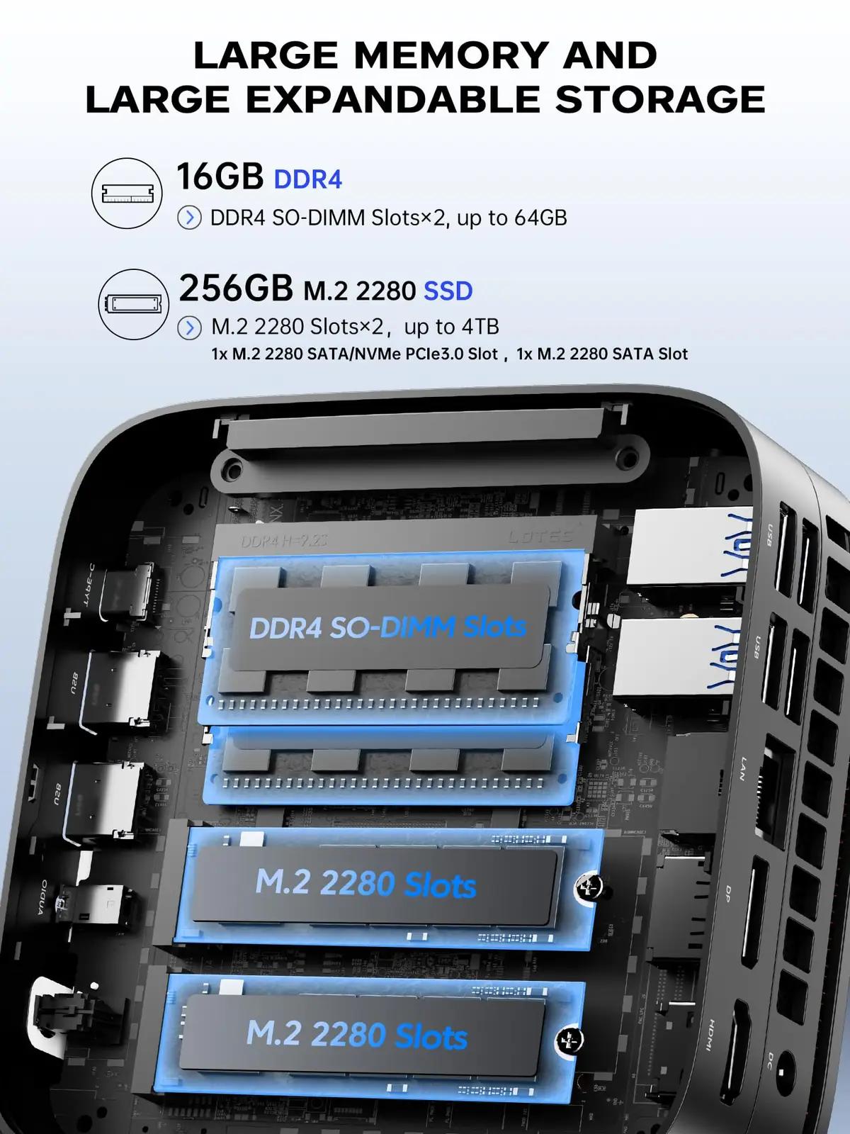 ACEMAGICIAN mini-PC Ryzen 4300U — kompaktne kodukino ja kontor – pakend ja tarvikud