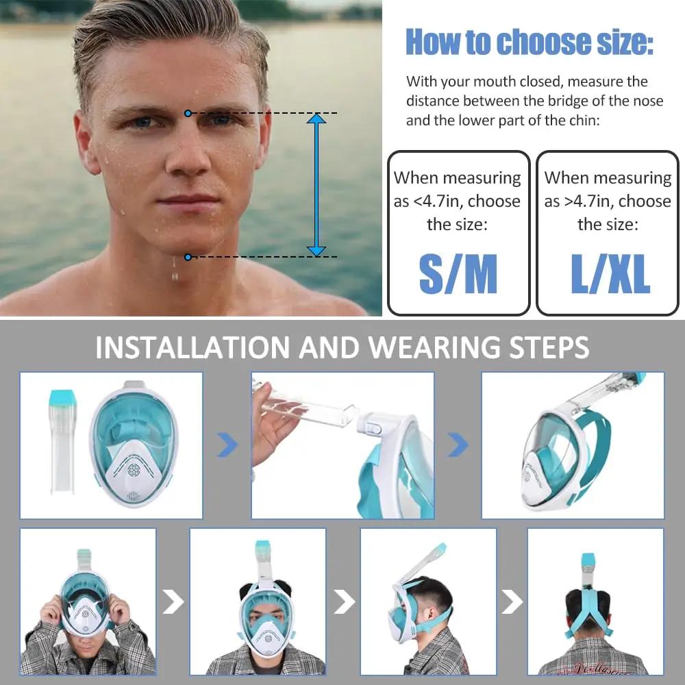 HINATAA hingav täiskaane snorklimask – mugav ja lekkevaba – pilt 7