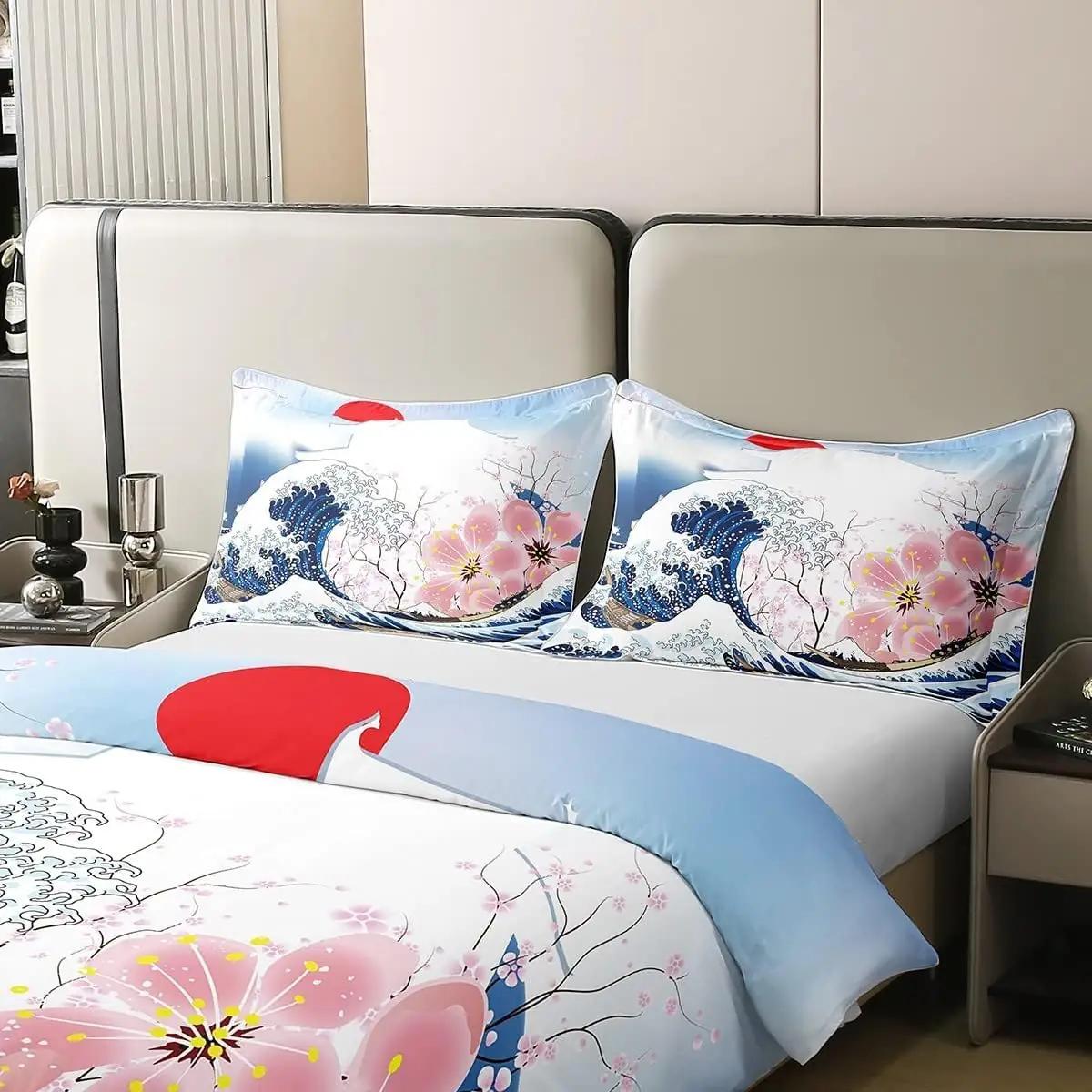 Homewish puuvillane voodipesukomplekt 220×240 cm – ukiyoe stiil – kasutusnäide