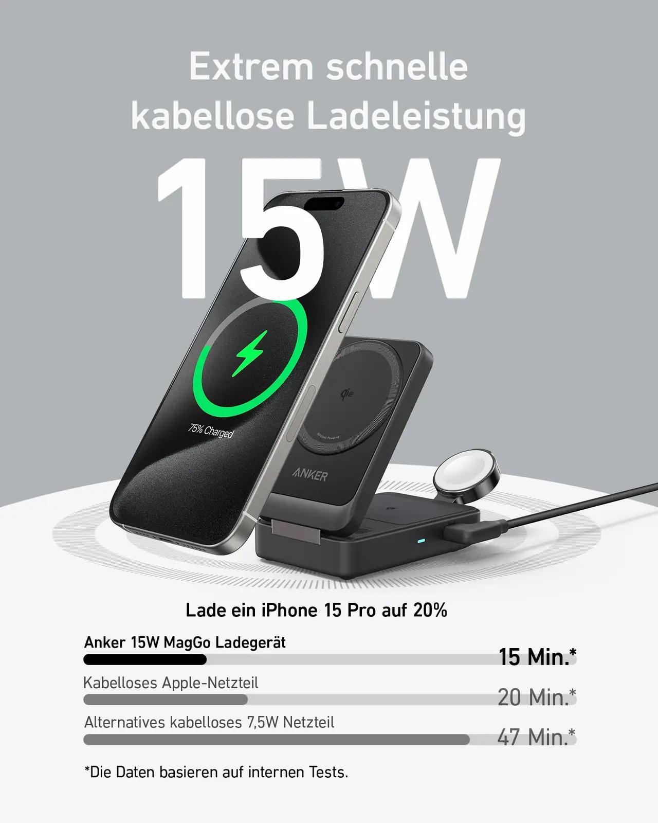 Anker 3-in-1 juhtmevaba laadija — kompaktne ja vastupidav – detailne vaade