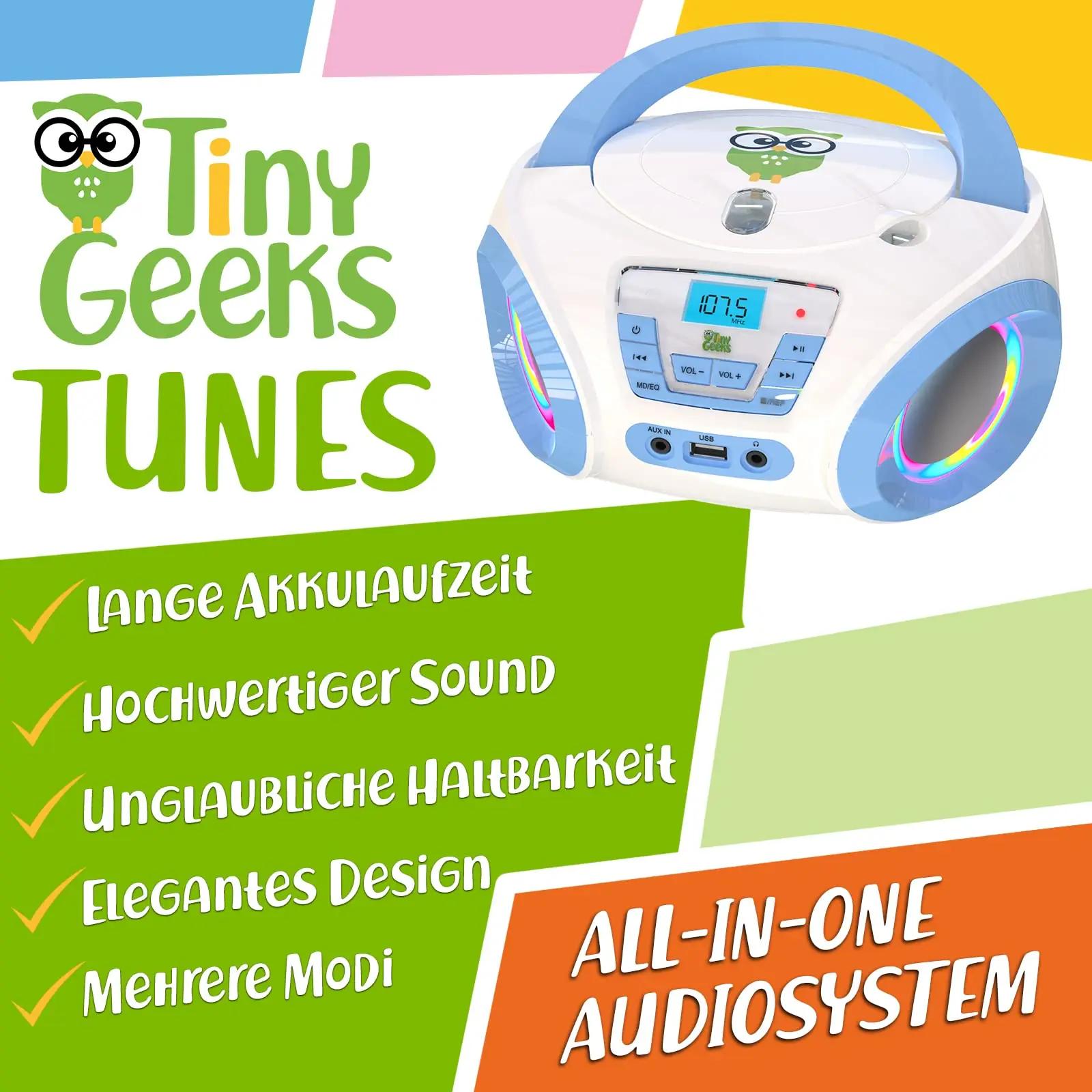 TinyGeeks kompaktne CD-mängija TG10 — kaasaskantav boombox – detailne vaade