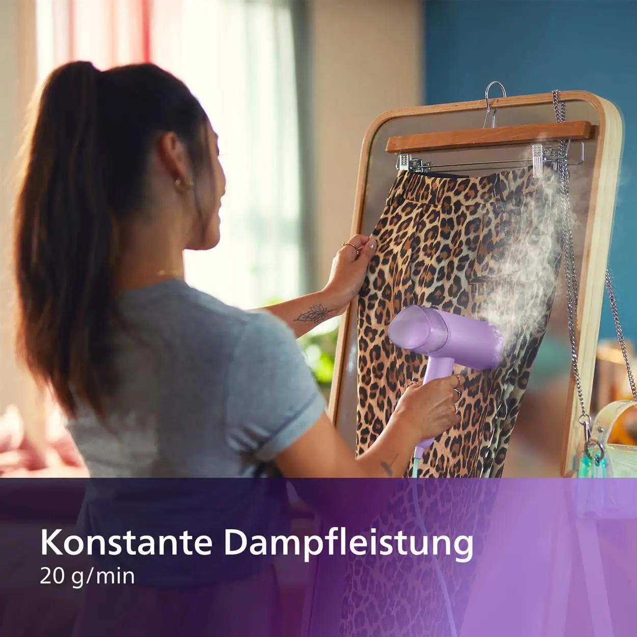 Philips käsitsi aurutyine – kerge ja reisiks sobiv 1000 W – pakend ja tarvikud
