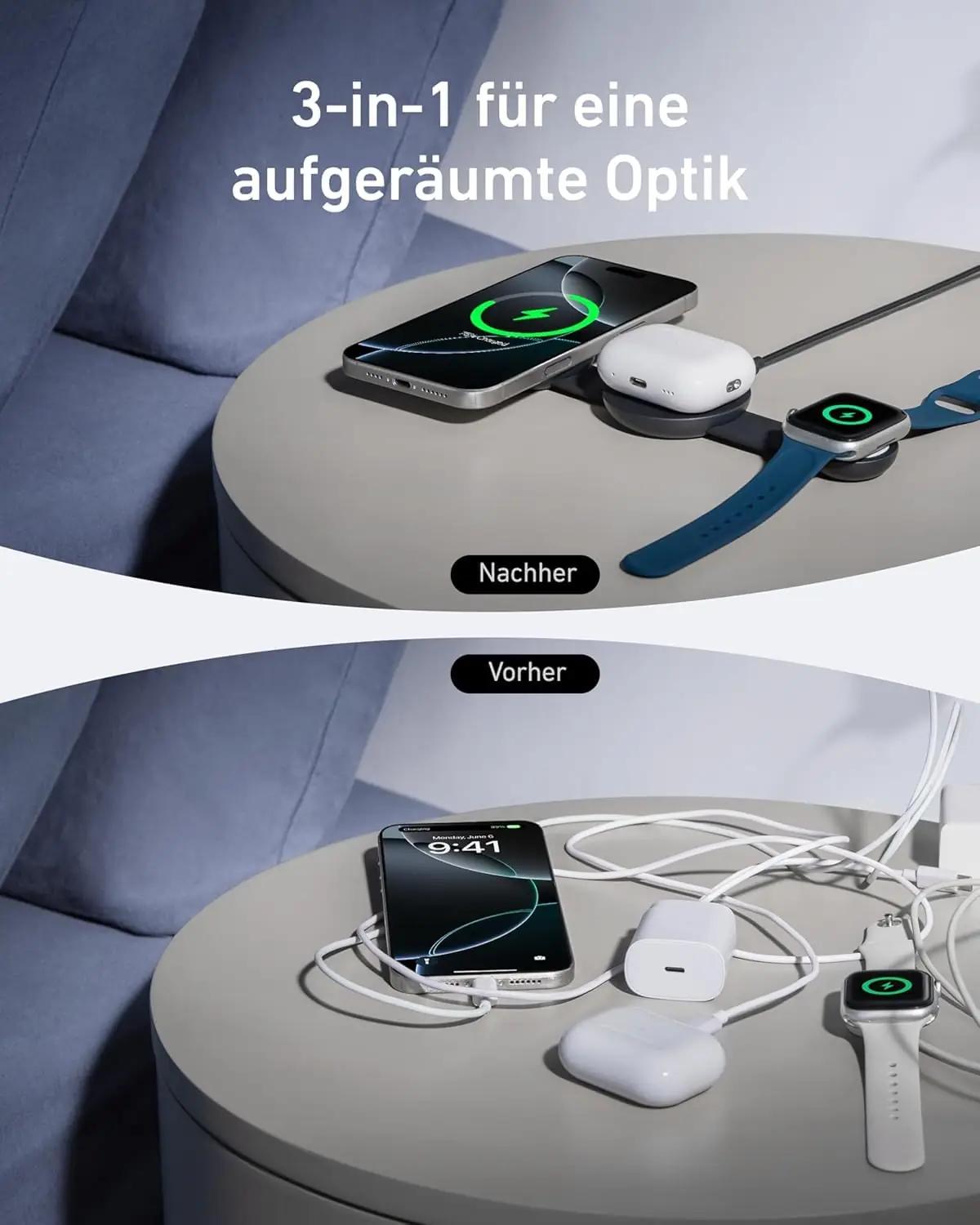 Anker MagGo 3‑in‑1 kokkupandav laadimisalus — nutikas reisisuhe – lisavaade