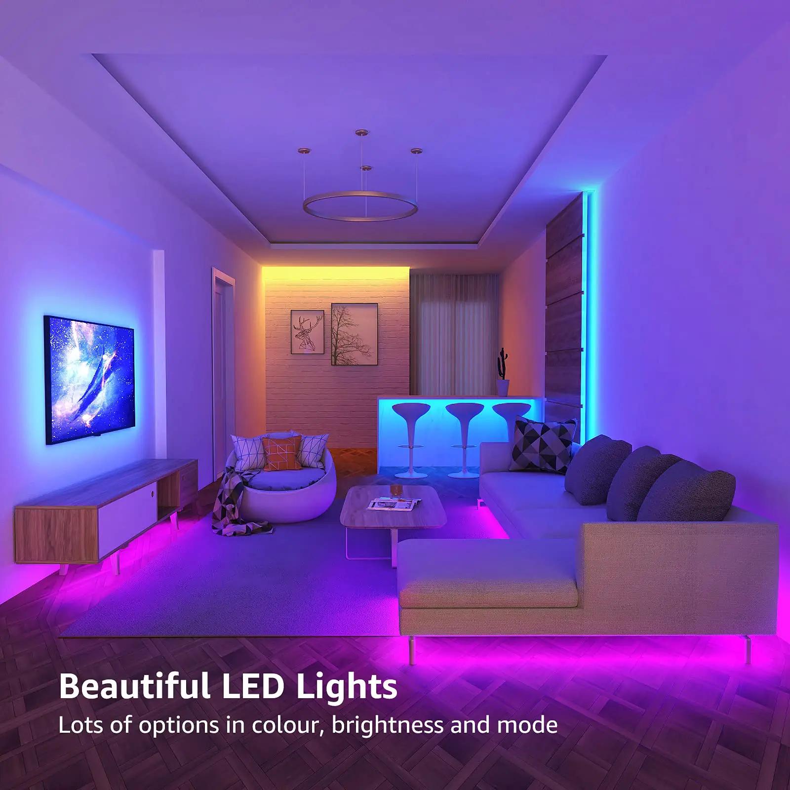 Lepro RGB 20 m painduv LED-riba — värvimuutuv interjöörivalgustus – pakend ja tarvikud