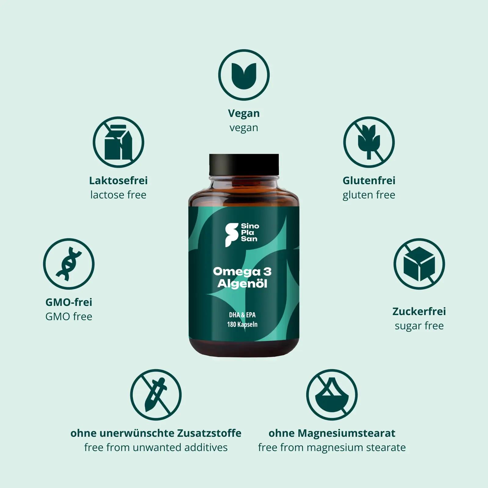 SinoPlaSan GmbH SinoPlaSan vegan Omega-3 algõli — kõrge DHA ja – lisavaade