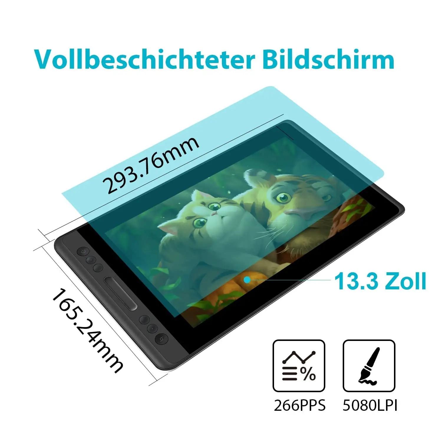 HUION Kamvas Pro 13 — kvaliteetne HD-grafiktablett loome tööks – detailne vaade