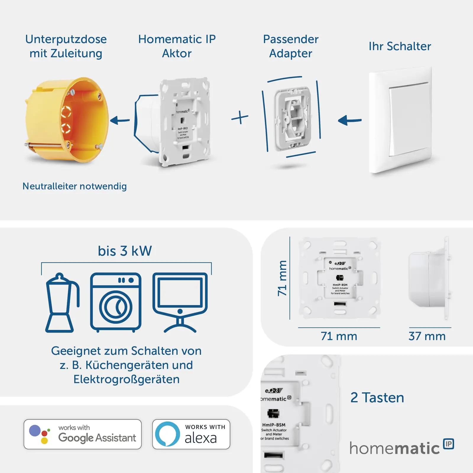 Homematic IP nutikas voolu- ja lülituselement kodusele – pakend ja tarvikud