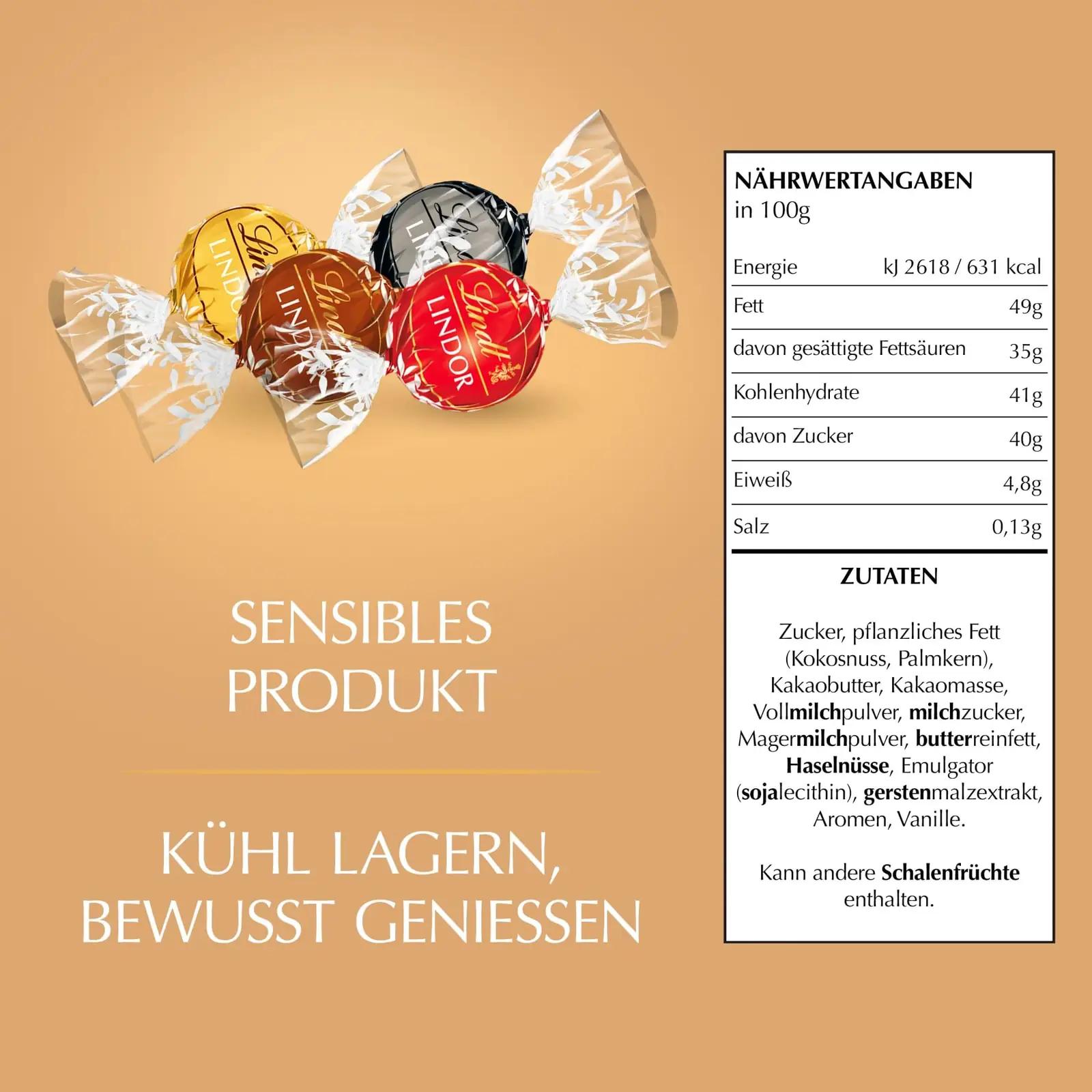 Lindt LINDOR 2 kg kommisegu – pehme šokolaadi kingitus – detailne vaade