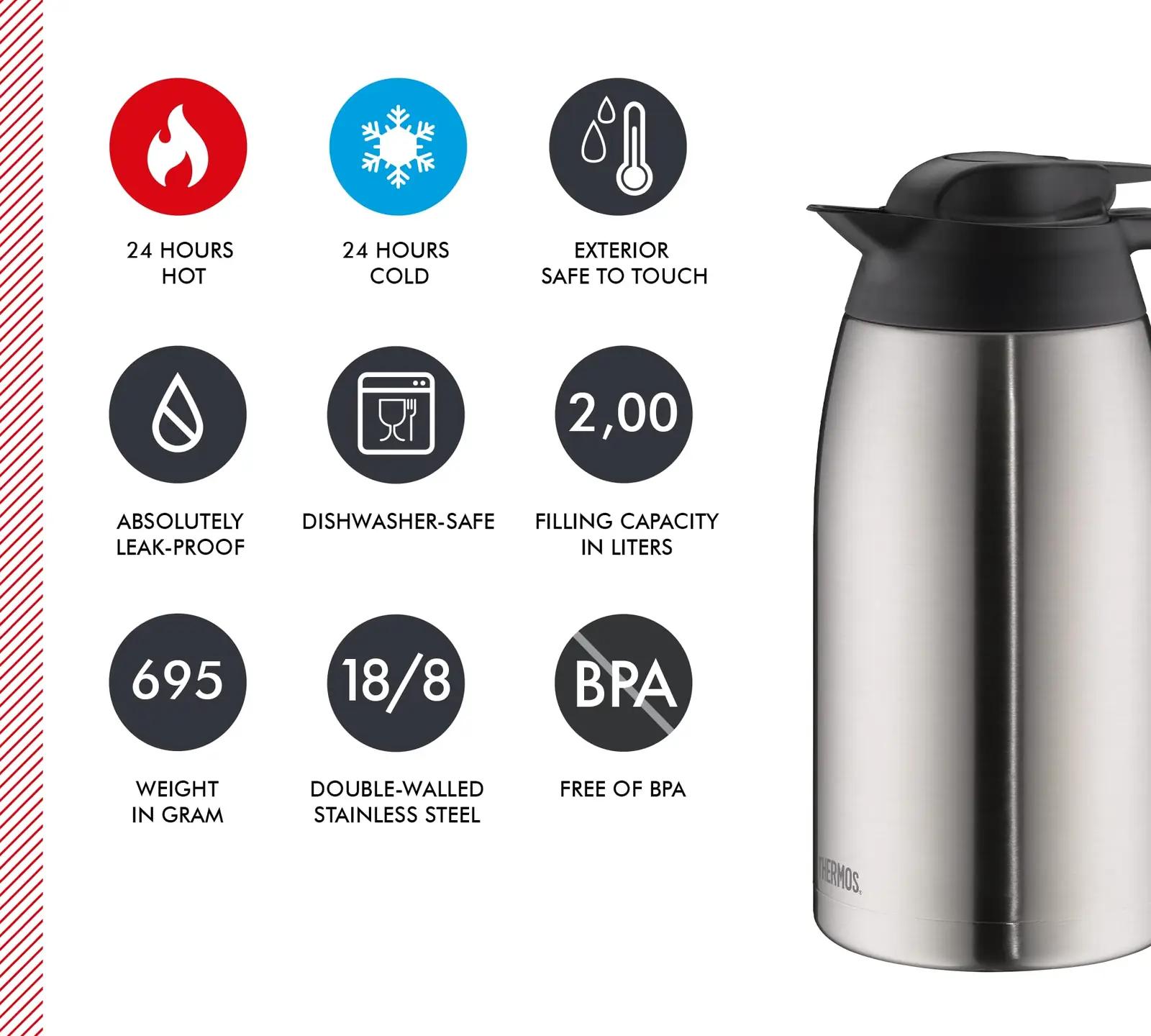 Thermos roostevaba 2L termoskann – soe kuni 24 h – lisavaade
