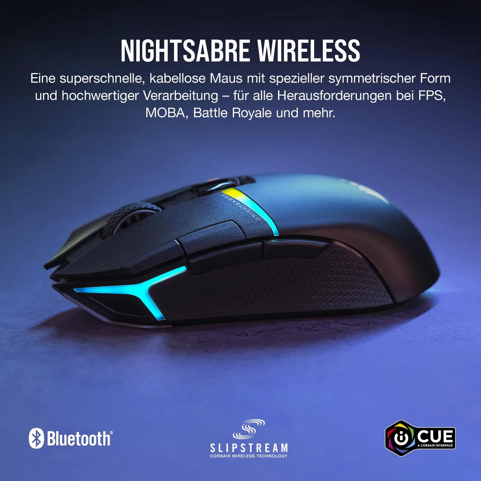 Corsair NIGHTSABRE traadita mänguhiir – kõrge DPI ja pika akuiga – detailne vaade