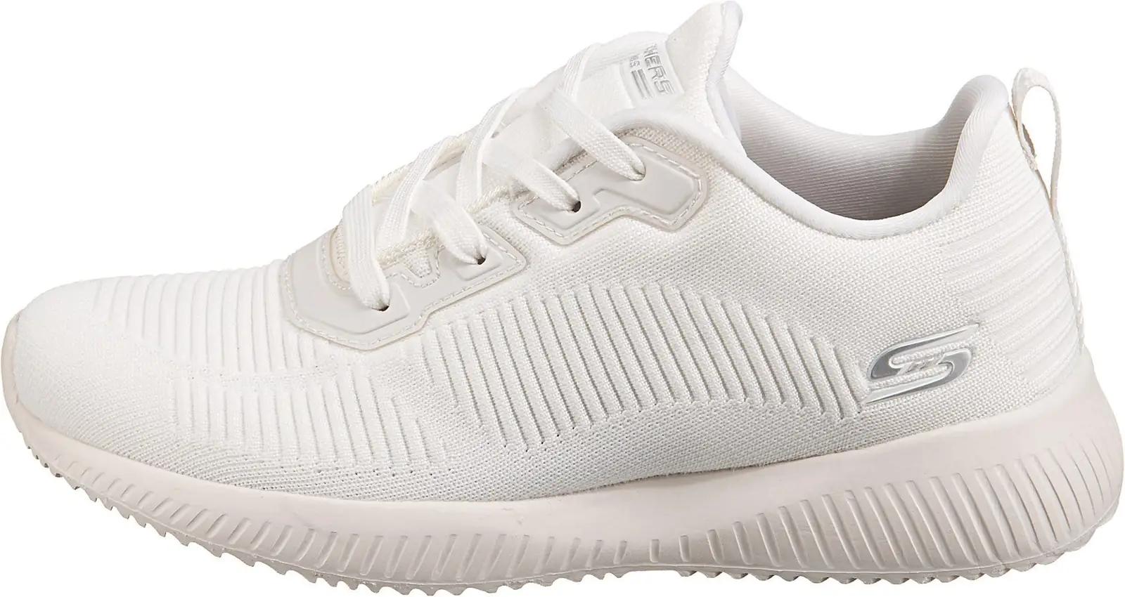 Skechers valged knit-tossud sportlikuks mugavuseks ja stiiliks – detailne vaade