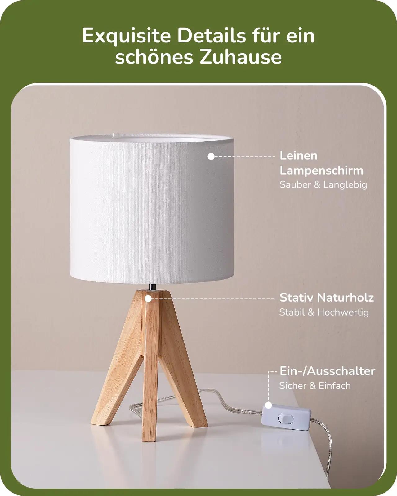 EDISHINE vintage laualamp komplekt – linane varjuk ja soe valgus – lisavaade