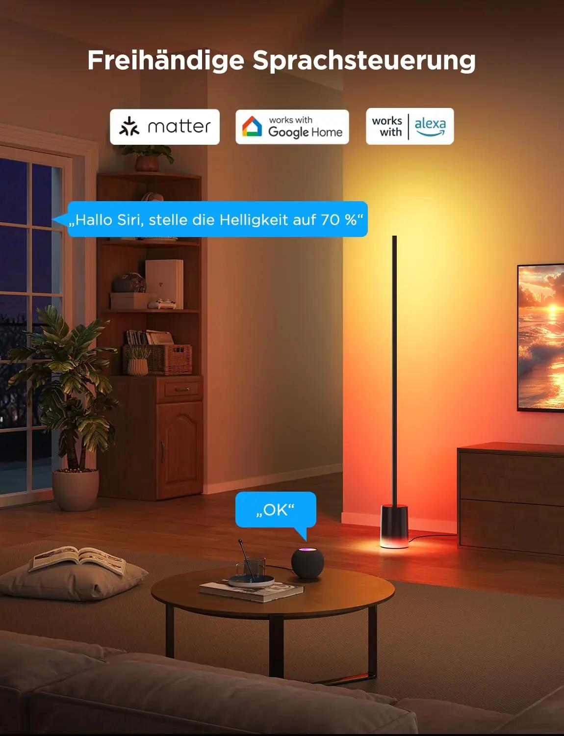 Govee modernne LED-lamp 152 cm dimmitav ja RGBIC värvid – lisavaade
