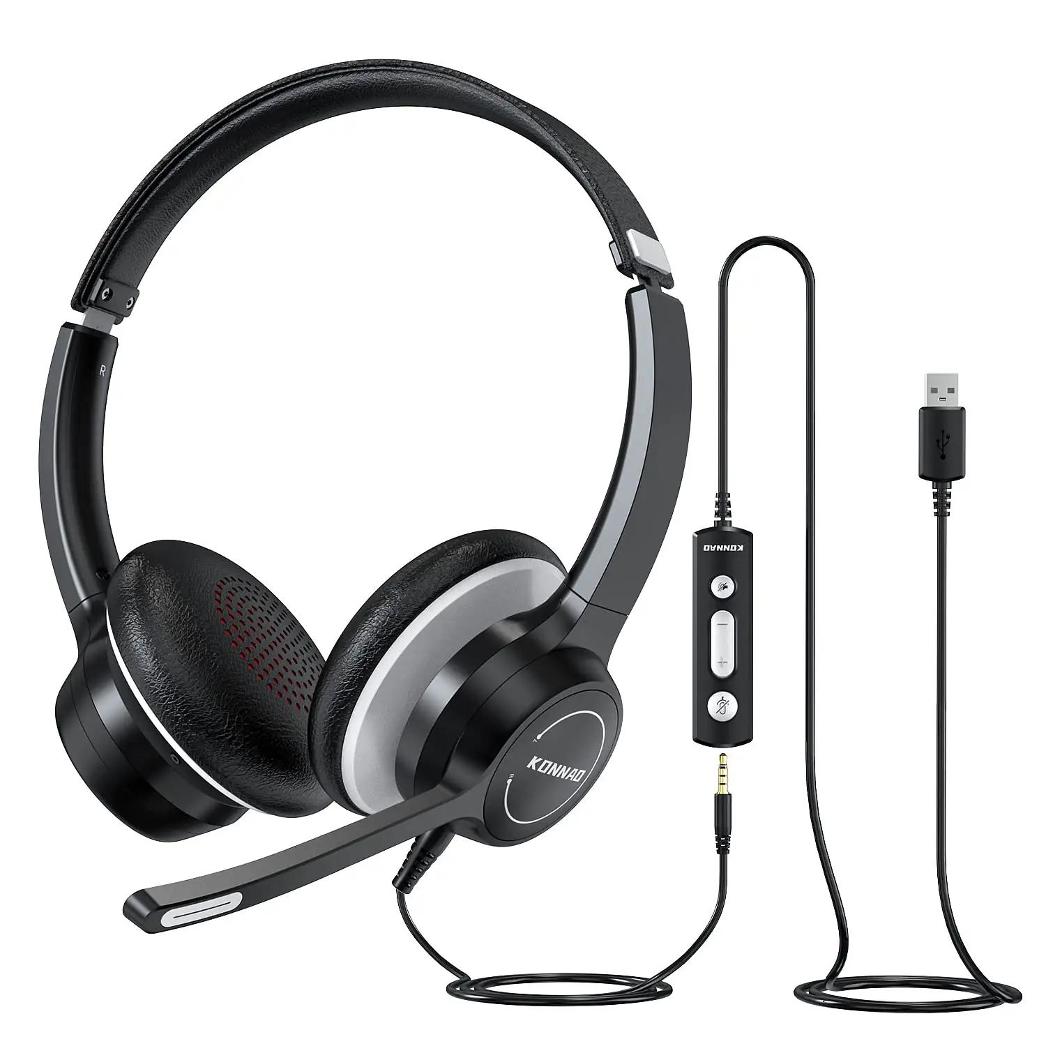 KONNAO mugav PC Headset – vastupidav plastist kaabelkõrvaklapp